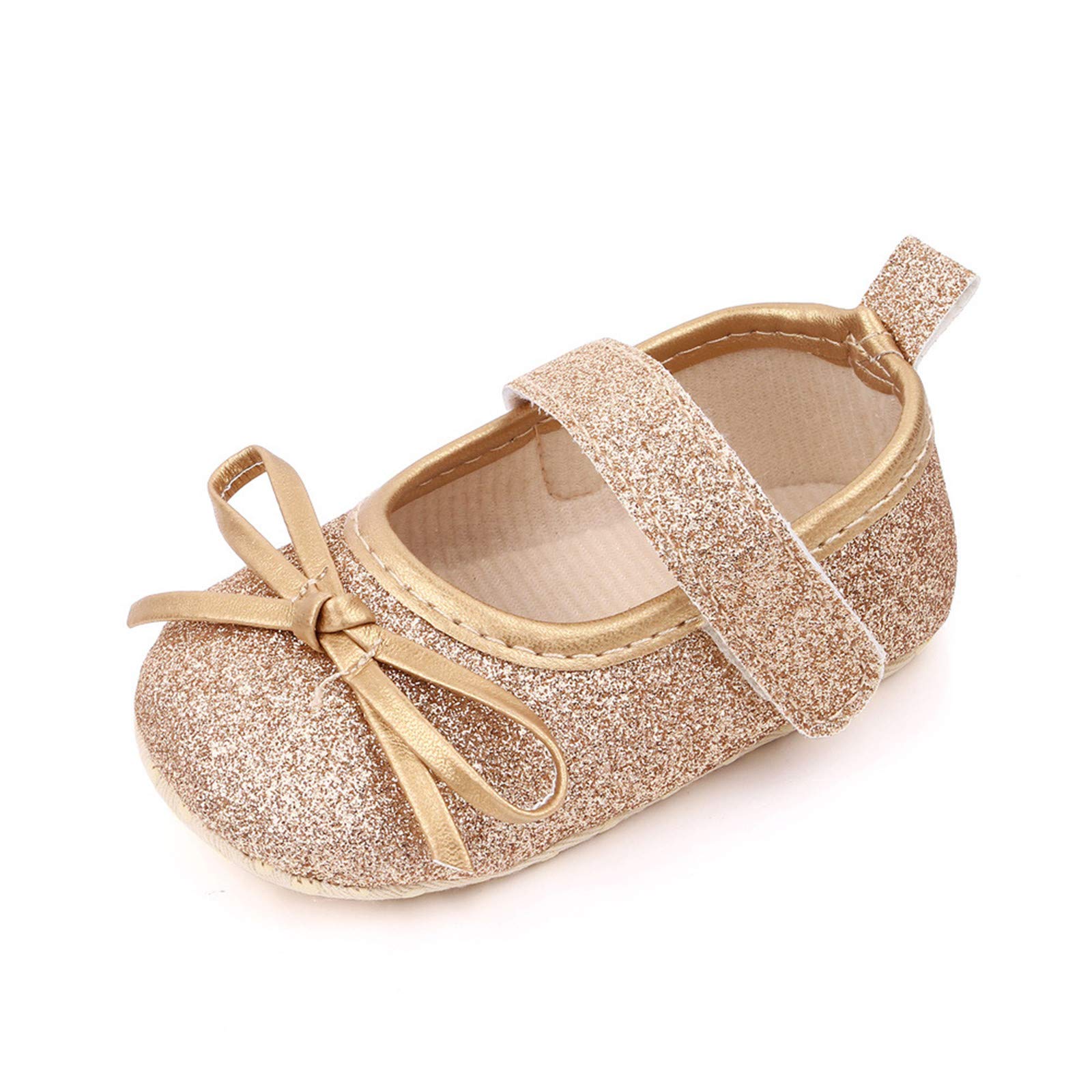 Baby Girls' First Walking Shoes 0-18M - Anti-Slip Sequins Princess Slippers for Toddler Playtime