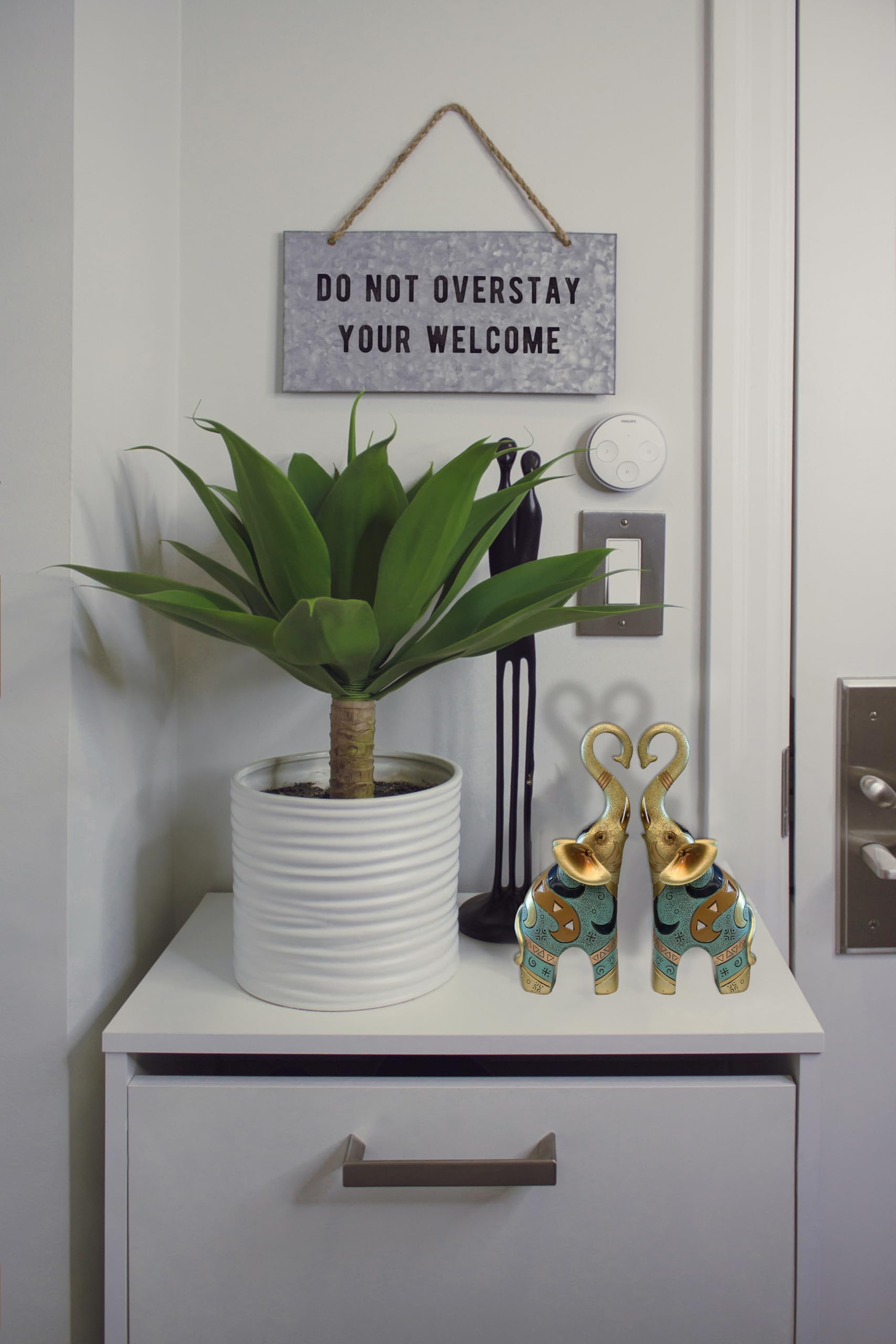 Golden Elephant Statue & Small Figurine - Elegant Home Decor for Living Room, Office & Feng Shui Gifts