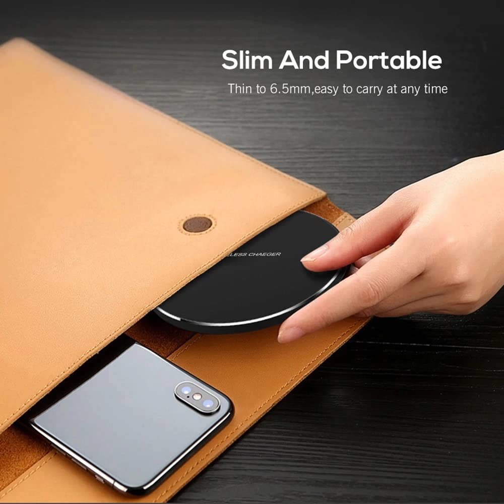 DGN 10W Max Fast Wireless Charging Pad - Qi-Certified Wireless Charger for iPhone 12/13/14, Samsung Galaxy, AirPods & All Qi-Enabled Devices | Perfect for Home, Office & Car Use