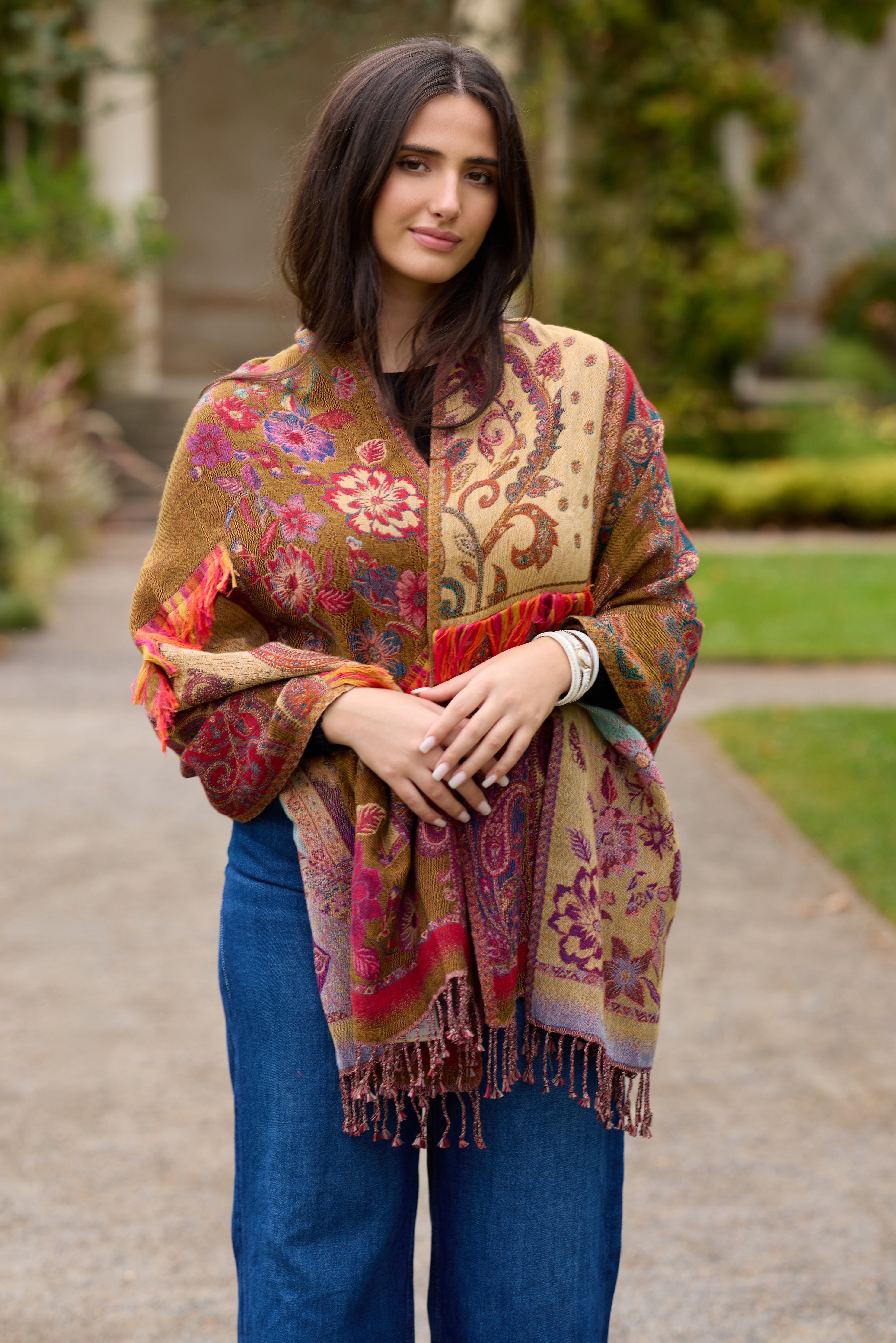 Floral Paisley Fringed Scarf - Lightweight Soft Shawl Wrap for Women - Perfect for Spring Outfits, Beach Cover-ups & Boho Fashion Accessories