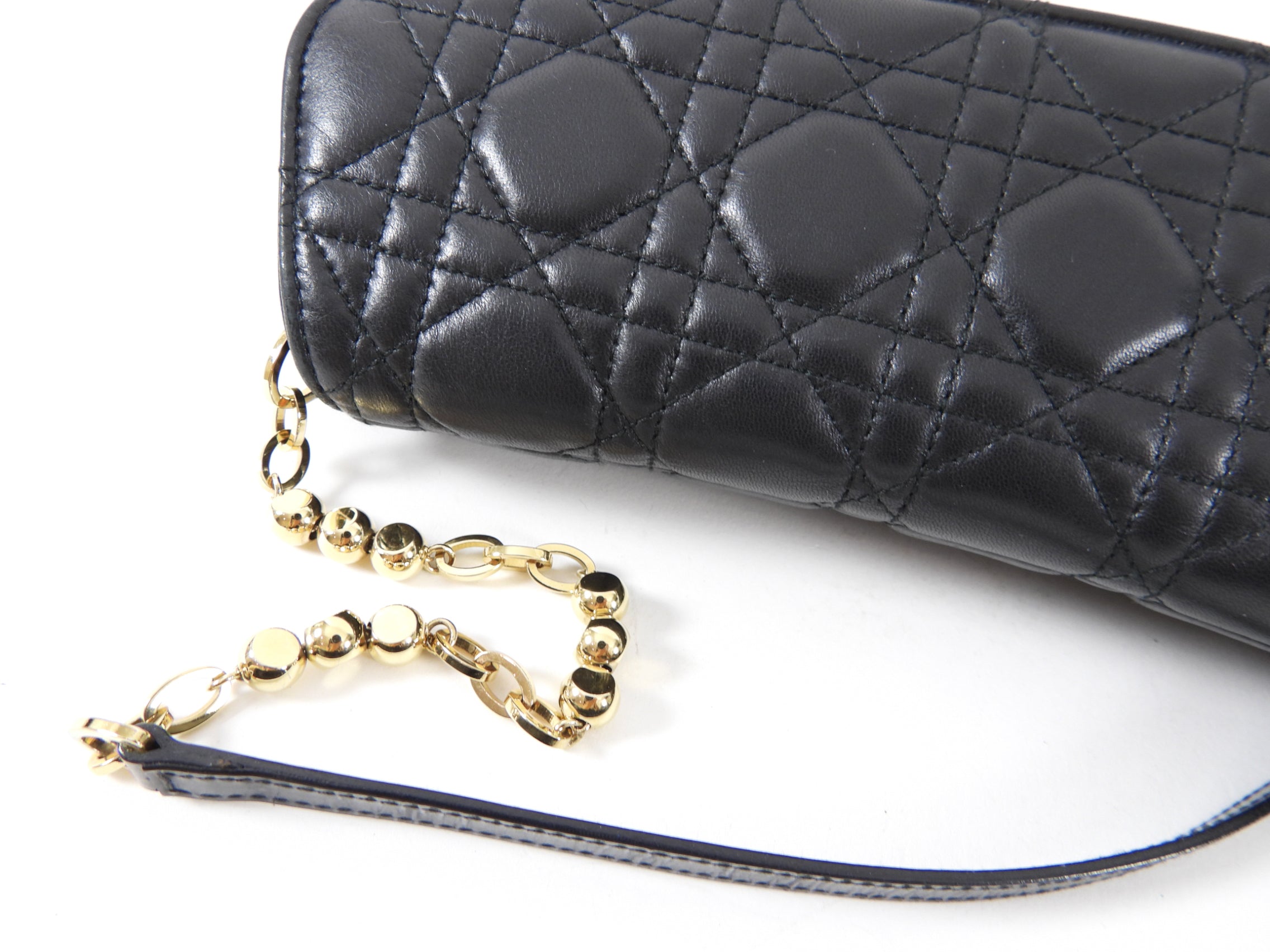 Christian Dior Black Cannage Lambskin Evening Baguette Bag - Luxury Designer Crossbody Purse for Women, Perfect for Parties, Weddings & Special Occasions
