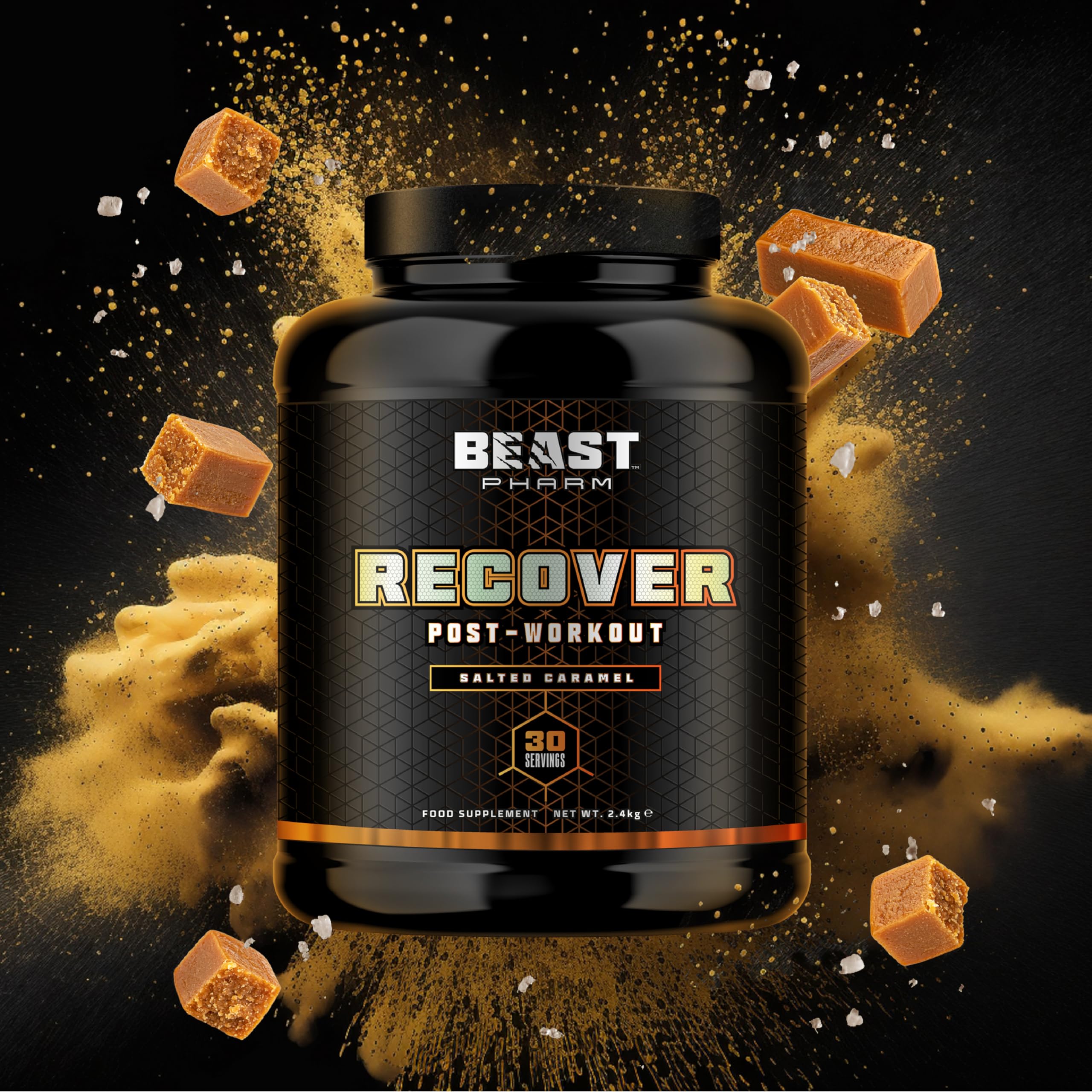 Beast Pharm Recover Post Workout Supplement 5.3lb (Salted Caramel Flavor) - Muscle Recovery & Protein Powder for Athletes & Bodybuilders After Training