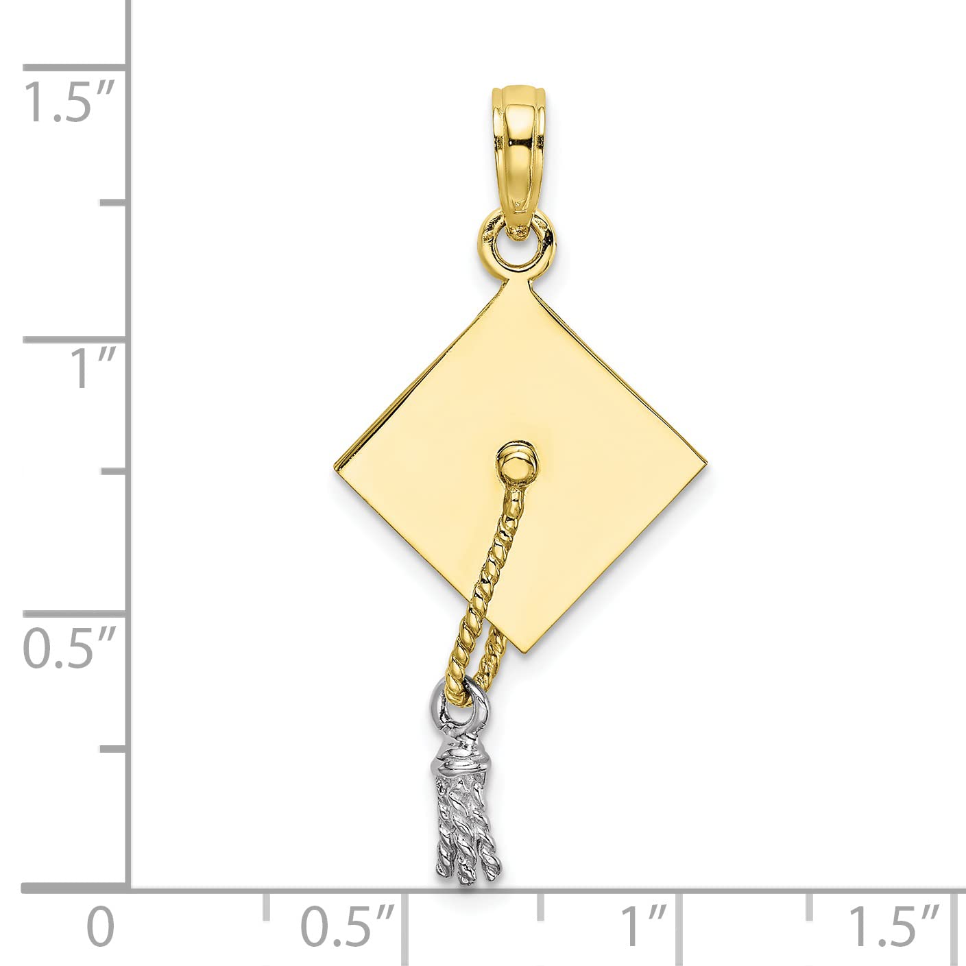 10K Solid Yellow Gold Graduation Cap Tassel Necklace - Elegant Dangling Pendant Charm for Graduation Gifts, Prom, School Events & Special Occasions