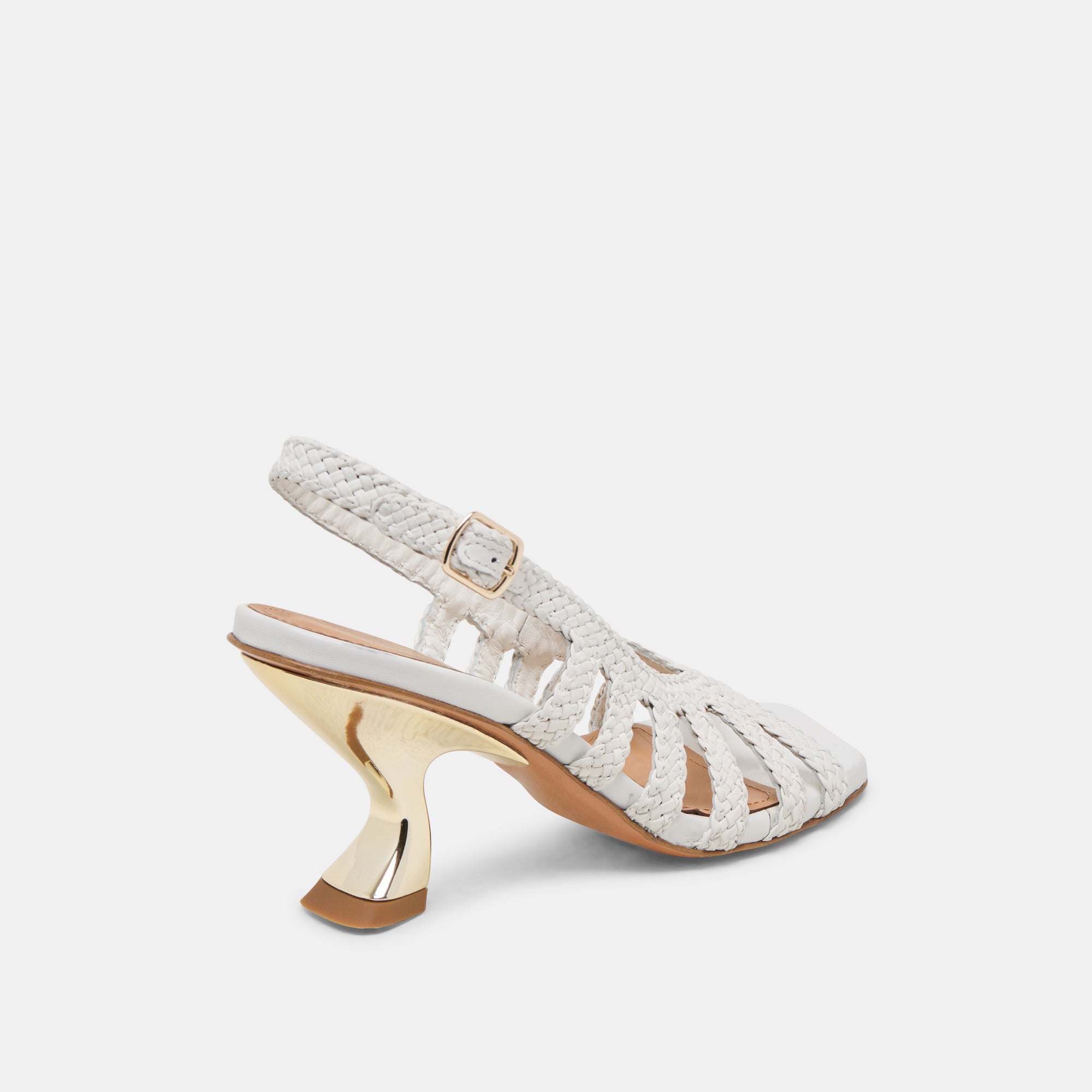 SICILY Women's White Woven Leather High Heels - Elegant Dress Shoes for Parties, Weddings & Formal Occasions