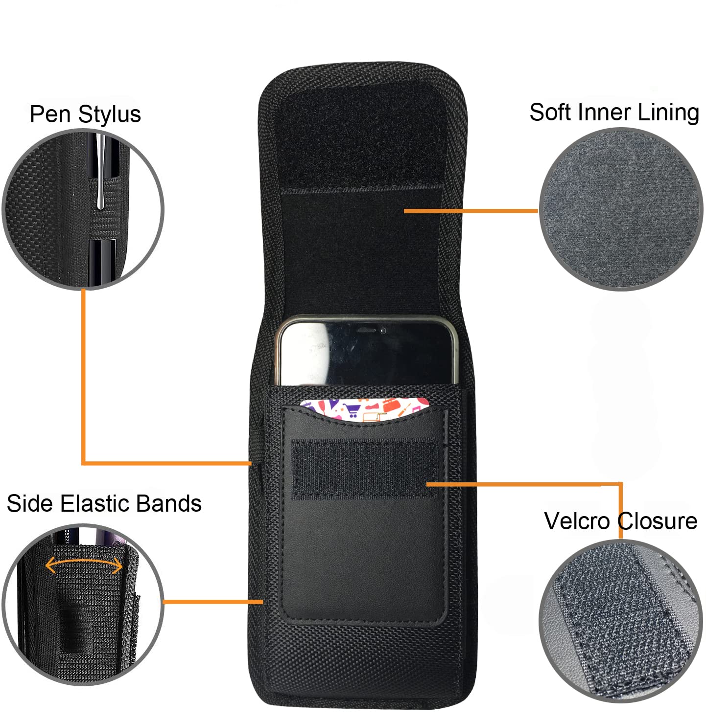 Premium Nylon Phone Holster Pouch for iPhone 16/15/14/13/12/11 Pro Max, XR, X, XS Max, 8 Plus & Samsung S24/S23/S22/Note20 Ultra - Compatible with Otterbox Cases (Excluding Defender Series) | Belt Clip Case for Work, Hiking, Travel & Outdoor Activities