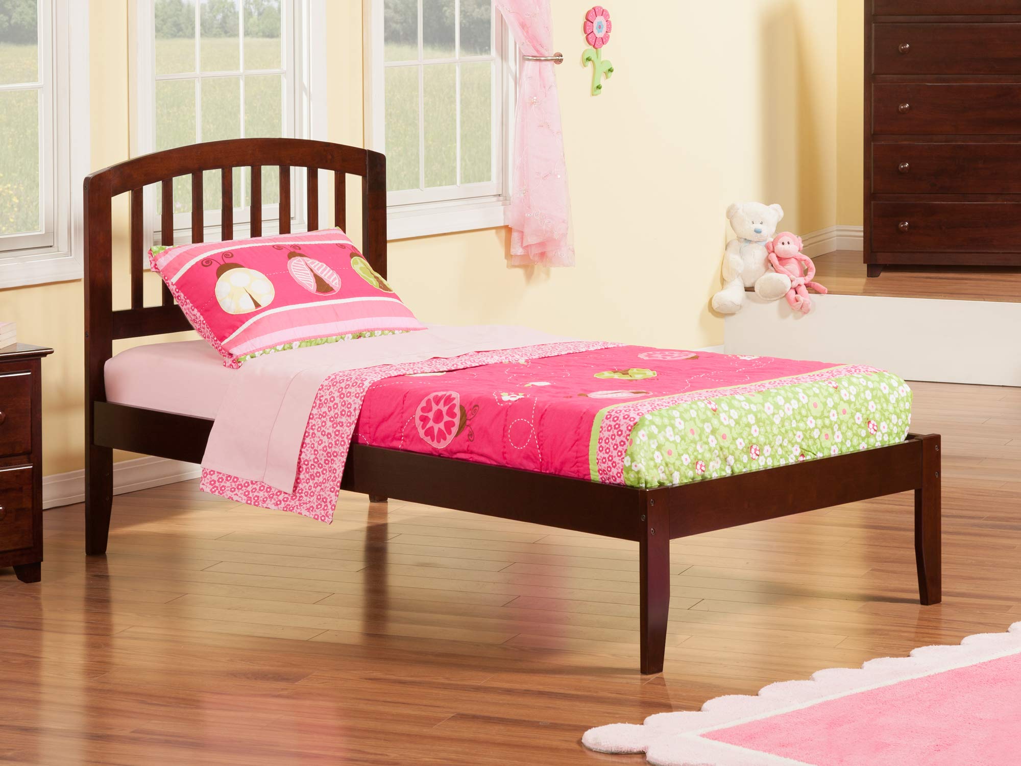 Atlantic Furniture AR8821001 Richmond Twin Size Platform Bed with Open Foot Board in Espresso Finish - Perfect for Kids' Rooms, Guest Bedrooms & Small Spaces