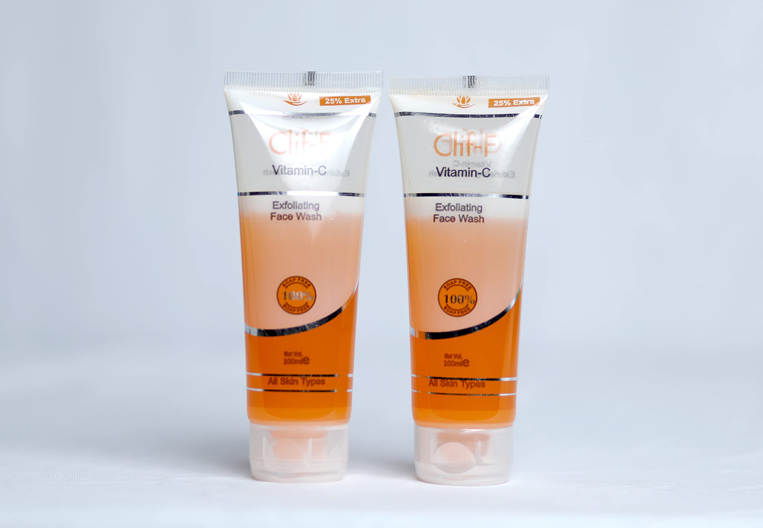 CLIF-F Vitamin C Face Wash - Pack of 2 | Brightening & Cleansing Facial Cleanser for Glowing Skin | Perfect for Daily Skincare Routine & Travel