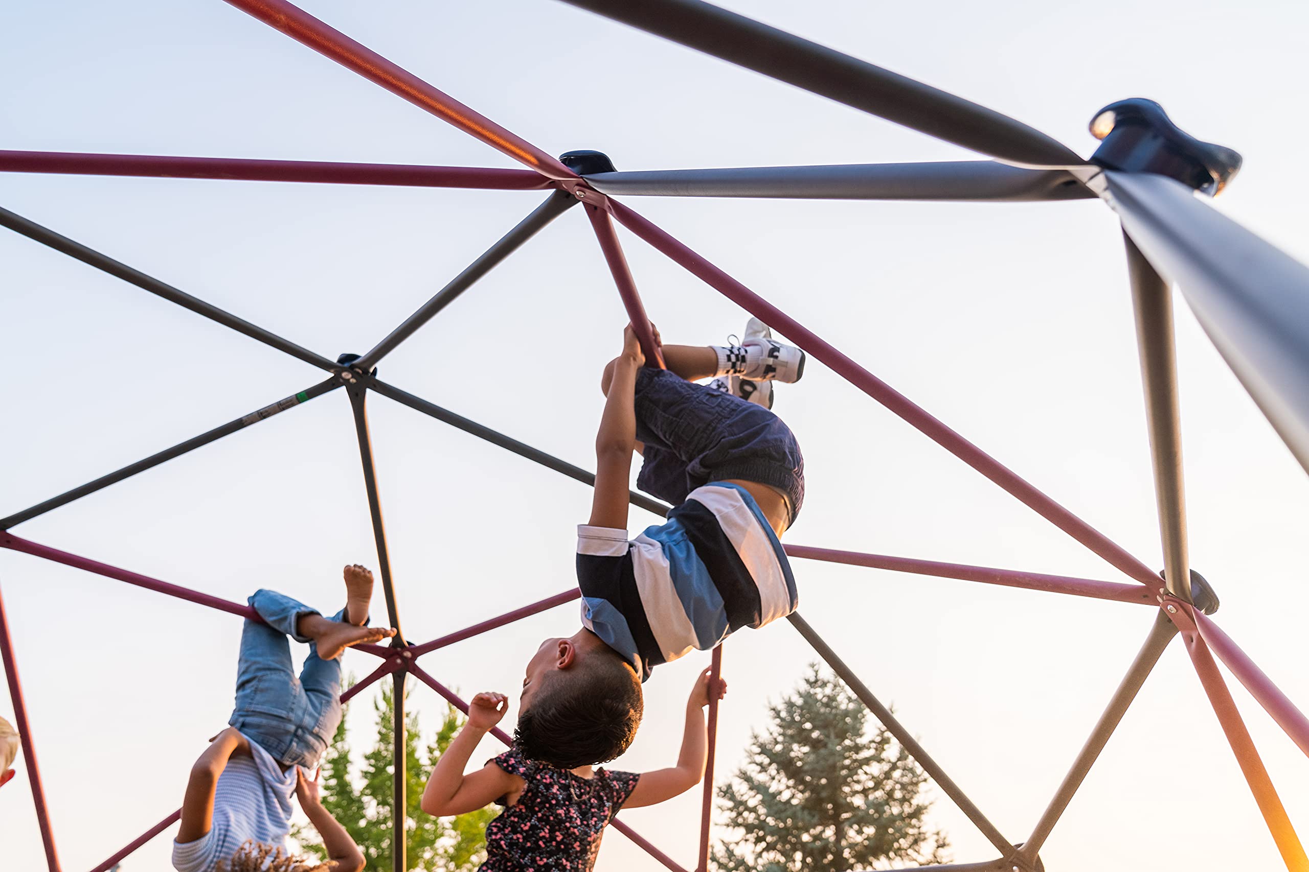 Lifetime 91088 Geometric Dome Climber Jungle Gym for Kids - 5.5' High x 11' Wide Outdoor Play Equipment in Berry & Brown (66-Inch) - Perfect for Backyards, Parks, and Playgrounds