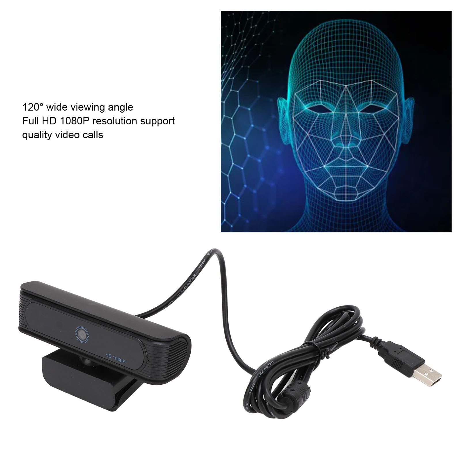 HD Webcam for Desktop Computers - USB Plug & Play Web Camera with Facial Recognition for Windows 10/11 - Perfect for Video Conferencing, Online Classes & Live Streaming