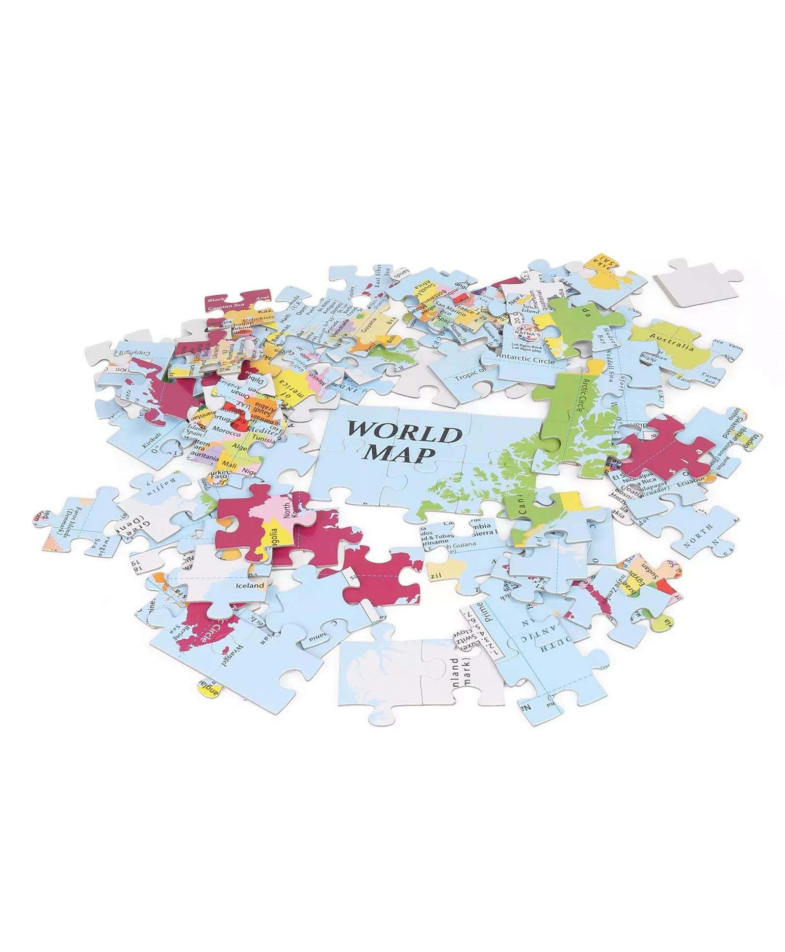 Ratna's Educational World Map Jigsaw Puzzle for Kids - Fun Learning Geography Toy for Classroom & Home Schooling