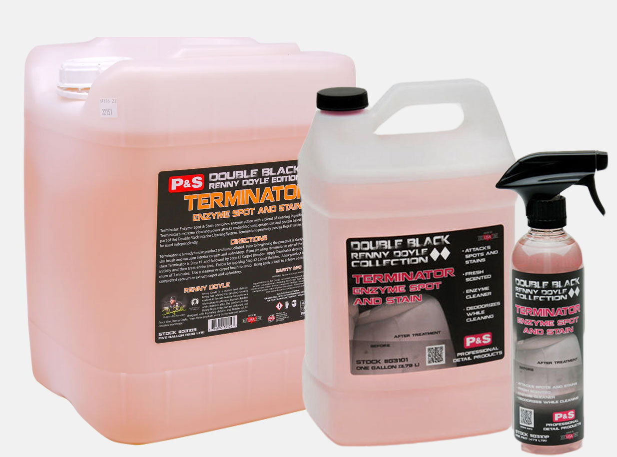 P&S Double Black Collection Terminator Enzyme Spot & Stain Remover - Powerful Carpet & Upholstery Cleaner for Tough Stains | Perfect for Home, Auto & Pet Stain Removal