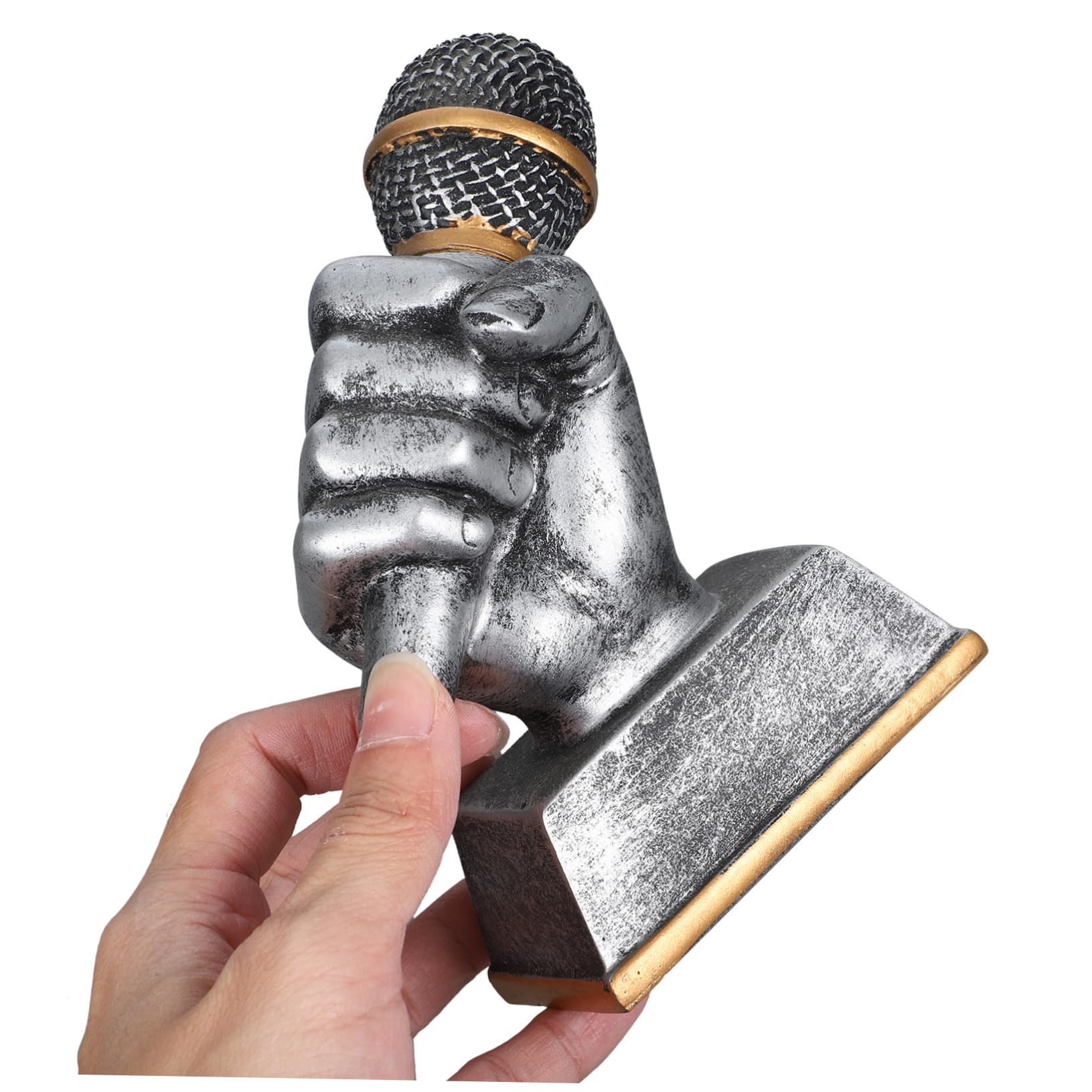 POPETPOP Singing Trophy Cup with Microphone - Silver Karaoke Award Trophy for Music Competitions, Singing Contests & Appreciation Gifts | Perfect for Karaoke Parties, Talent Shows & Music Events