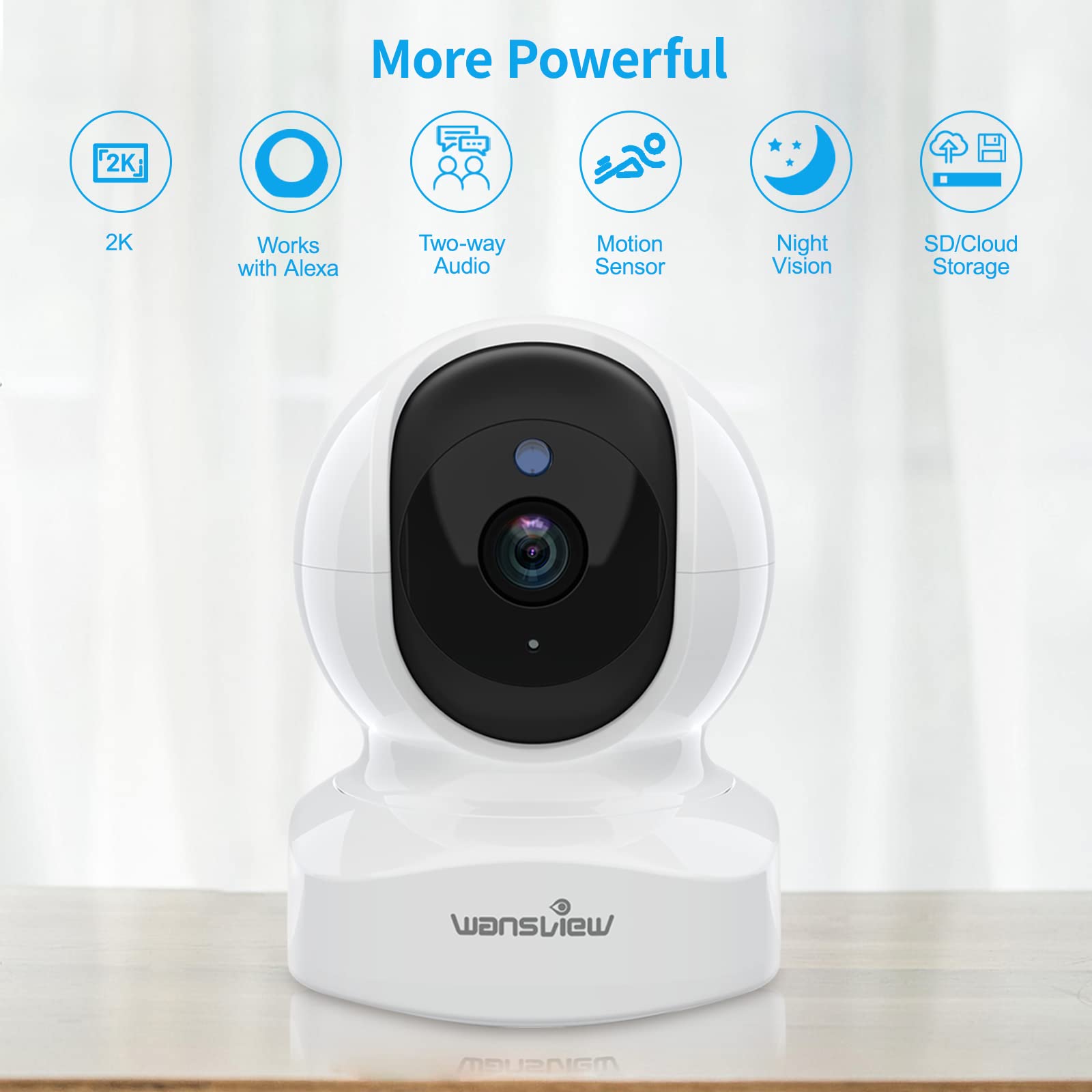 Wansview 2K WiFi IP Baby Monitor Camera - Wireless Indoor Security Camera for Babies, Elderly & Pets with Real-Time Alerts, 2-Way Audio, Night Vision, Pan-Tilt-Zoom, Alexa Compatible - Perfect for Nursery, Home Security & Pet Monitoring (Model Q5)