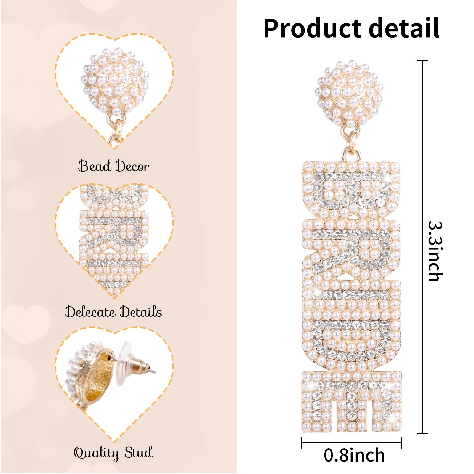 Bride Earrings - Elegant Beaded Wedding Jewelry for Bridesmaids, Bachelorette Party & Bridal Accessories | Perfect Gift for Bride to Be, Wedding Day & Special Occasions