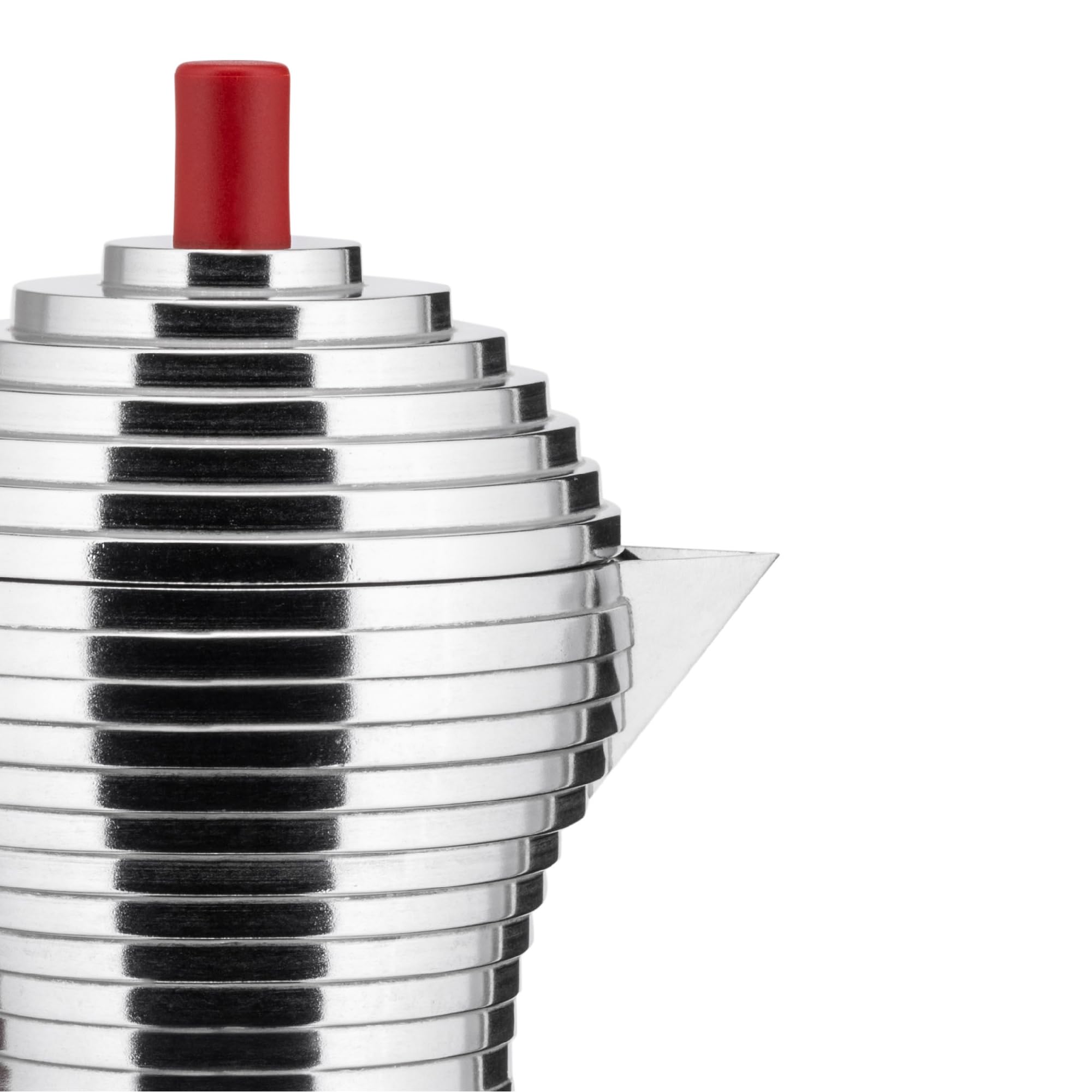 Alessi Pulcina MDL02/03RFM Stovetop Espresso Maker - 3-Cup Italian Coffee Pot with Cast Aluminum Body, PA Handle & Magnetic Steel Base, Red - Perfect for Home Brewing & Gift Giving