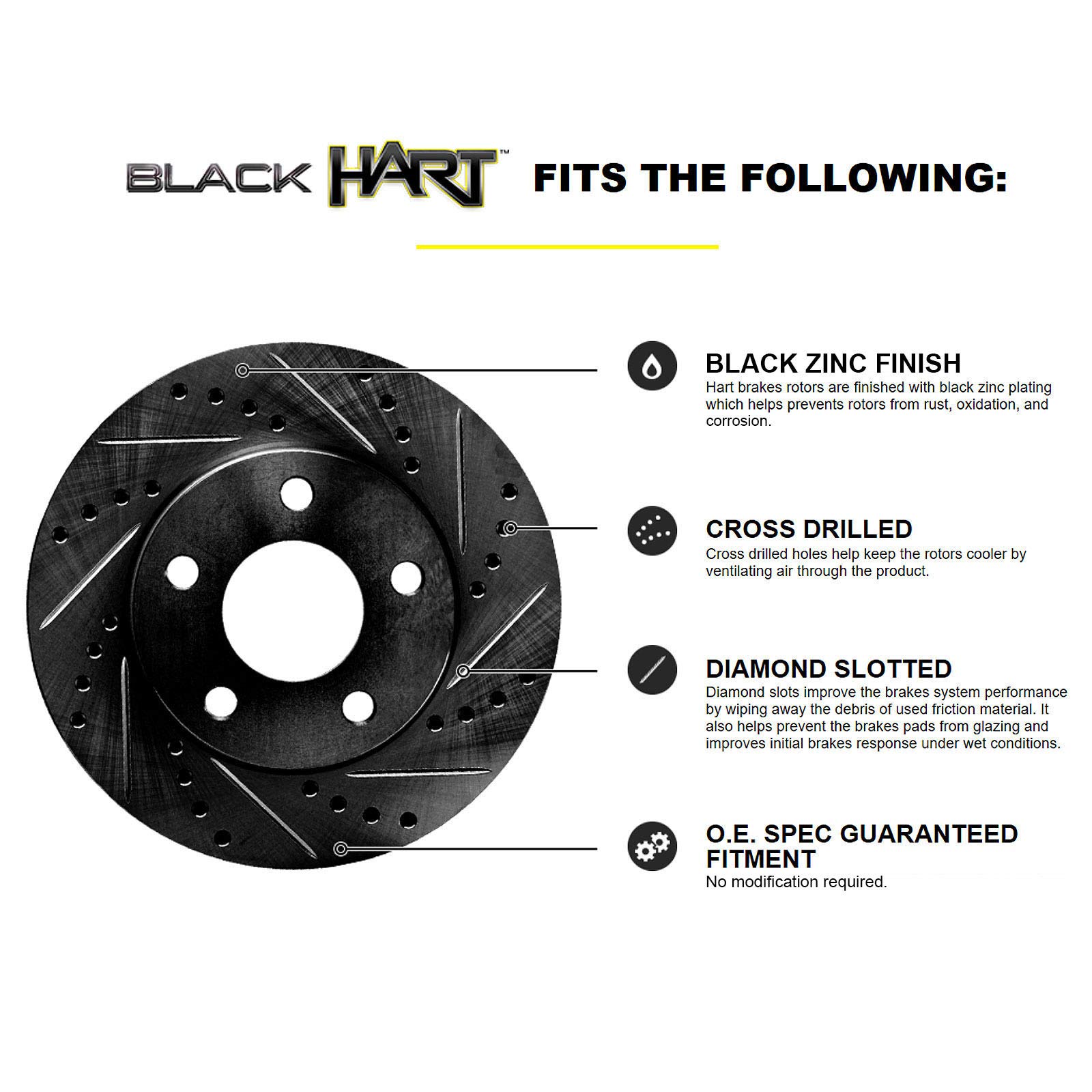 Hart Ceramic Brake Pads and Rotors Kit - Front & Rear Set for 2004-2007 Toyota Highlander | Premium Braking Performance for City Driving, Highway Commuting & Towing