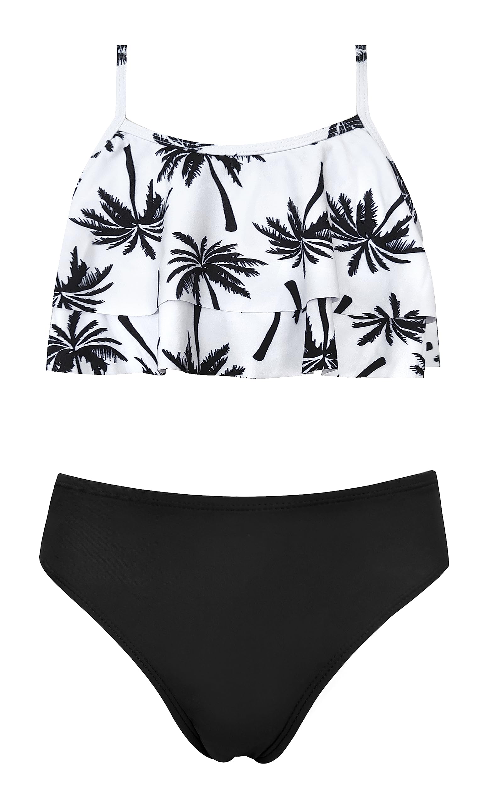 SHEKINI Girls Floral Print Ruffled Two-Piece Swimsuit | Cute Bikini Set for Kids Beach Vacation & Pool Party