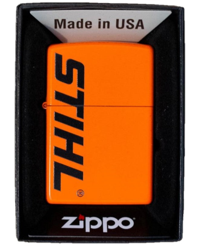 STIHL Themed Orange Zippo Lighter - Windproof Refillable Metal Lighter for Outdoor Enthusiasts, Camping, Hiking & BBQ Parties