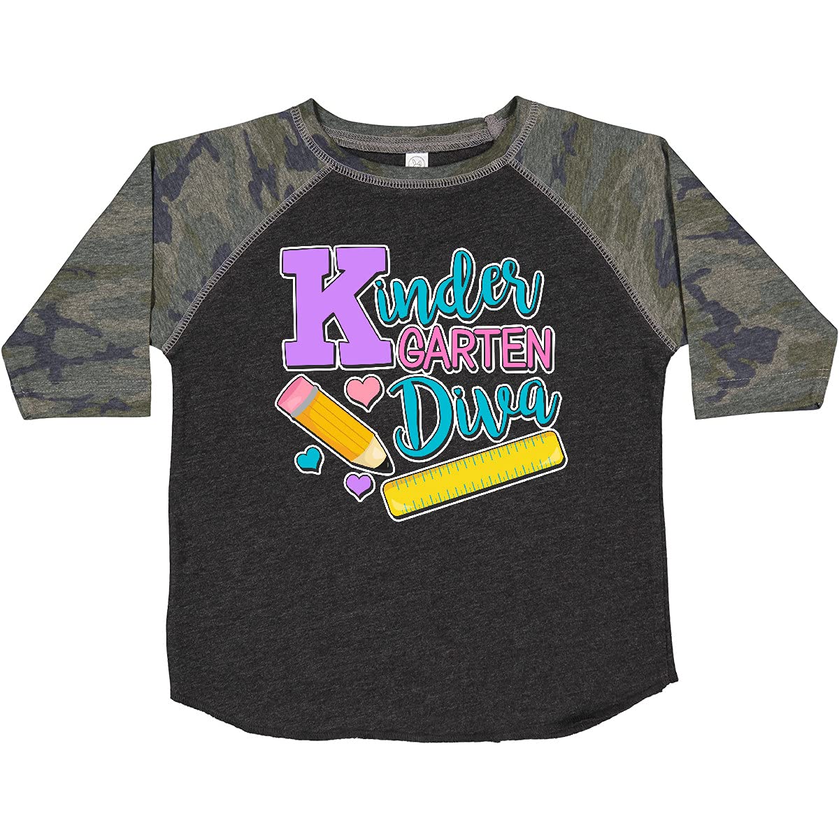 Inktastic Kindergarten Diva Toddler T-Shirt with Pencil & Ruler Design - Cute Back to School Outfit for Girls & Preschool Classroom Activities