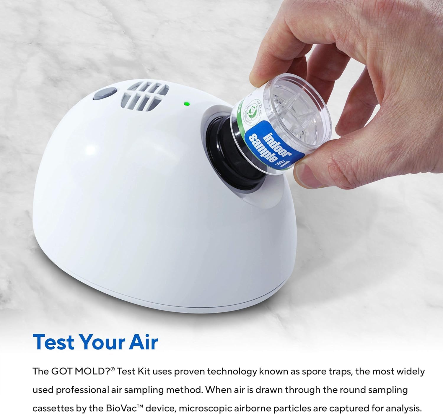 Professional Mold Test Kit for Home - 2 Room Air Quality Testing with Reusable BioVac™ Sampler | Accurate Mold Type & Quantity Analysis | Ideal for Basement, Bedroom & Office Air Safety