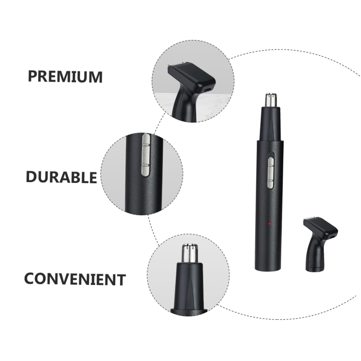 Baluue Electric Nose Hair Trimmer for Men - Rechargeable Ear & Beard Trimmer with Metal Aluminum Body - Perfect for Grooming, Travel & Personal Care (Black)
