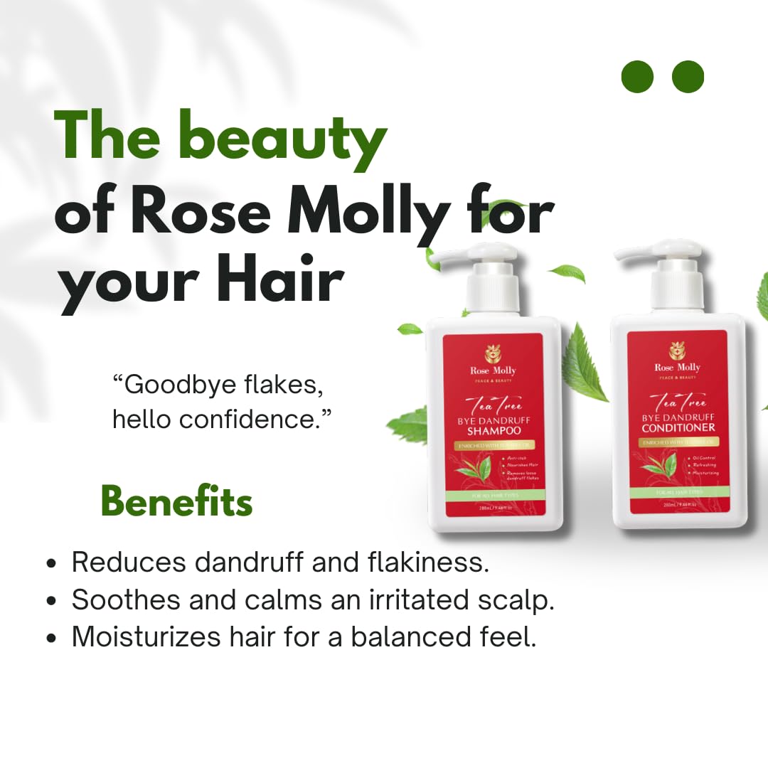 Tea Tree Anti-Dandruff Shampoo & Conditioner Set - 9.44 fl oz Each - Soothes Scalp & Controls Flakes for Healthy Hair - Perfect for Daily Use & Sensitive Scalp Care