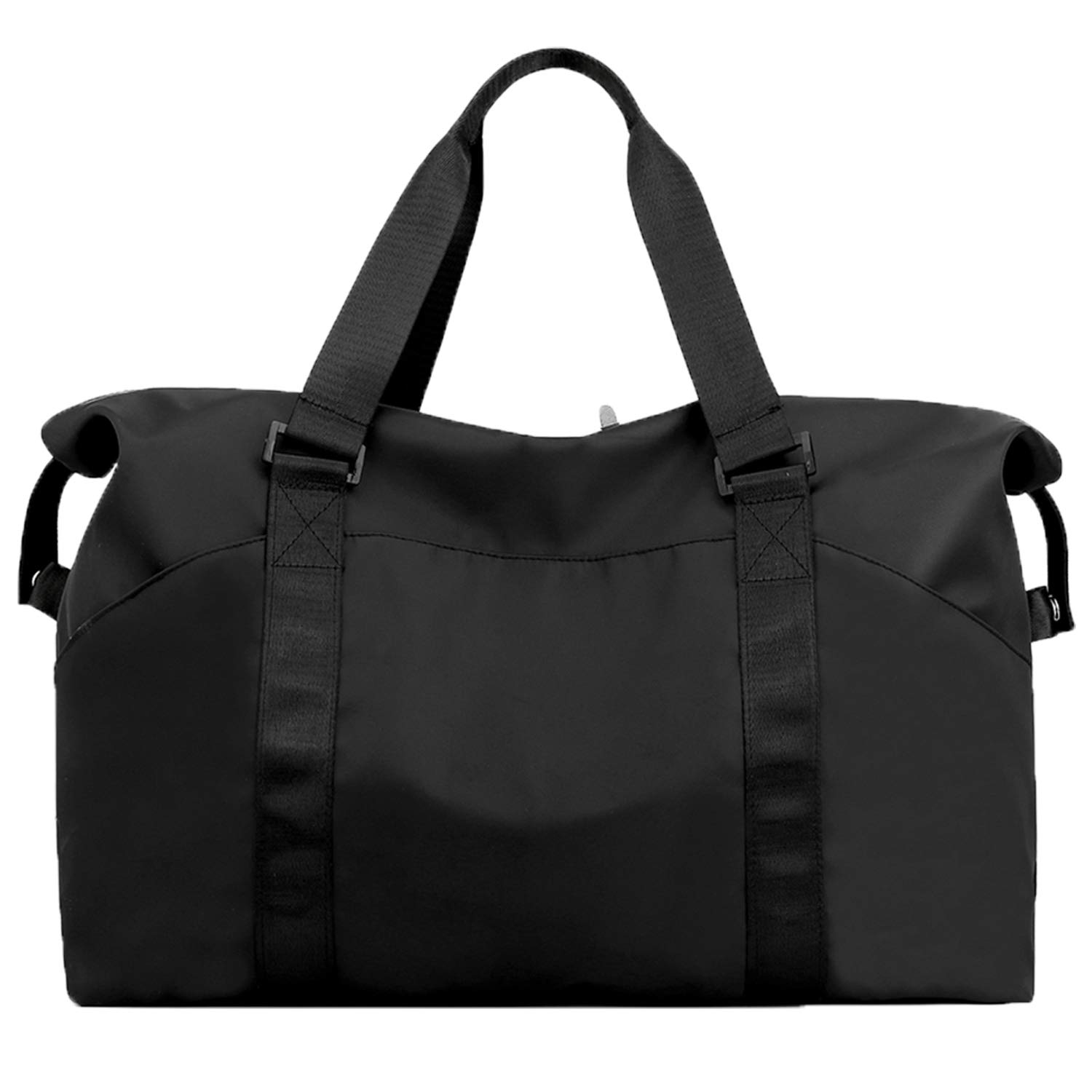 Forestfish Duffel Bags for Women - Waterproof Travel Gym Bag with Trolley Sleeve, Large Weekender Overnight Bag for Workout, Yoga, Business Trip & Weekend Getaway - Black