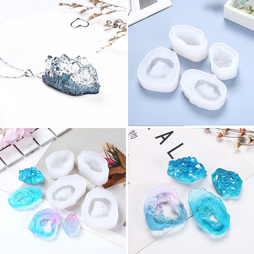 Crystal Cluster Molds for Resin Art - DIY Epoxy Resin Jewelry Making & Home Decor Craft Supplies (Set of 2) - Perfect for Handmade Gifts, Geode Decorations, and Creative DIY Projects