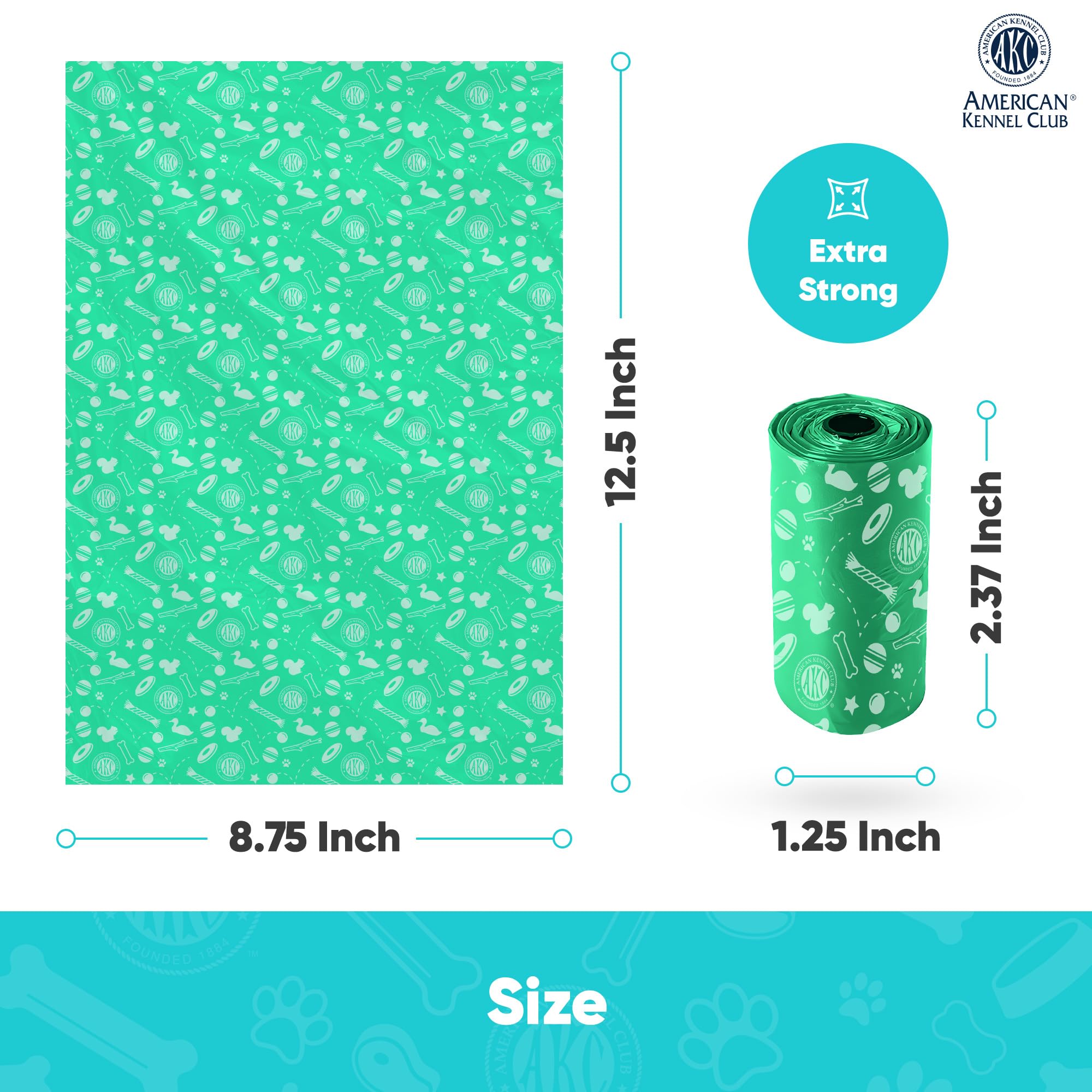 **AKC Dog Poop Bags - 240 Count Leak Proof Pet Waste Bags with Lavender Scent - 16 Refill Rolls (Toy Print) - Perfect for Walks, Travel & Outdoor Cleanup**