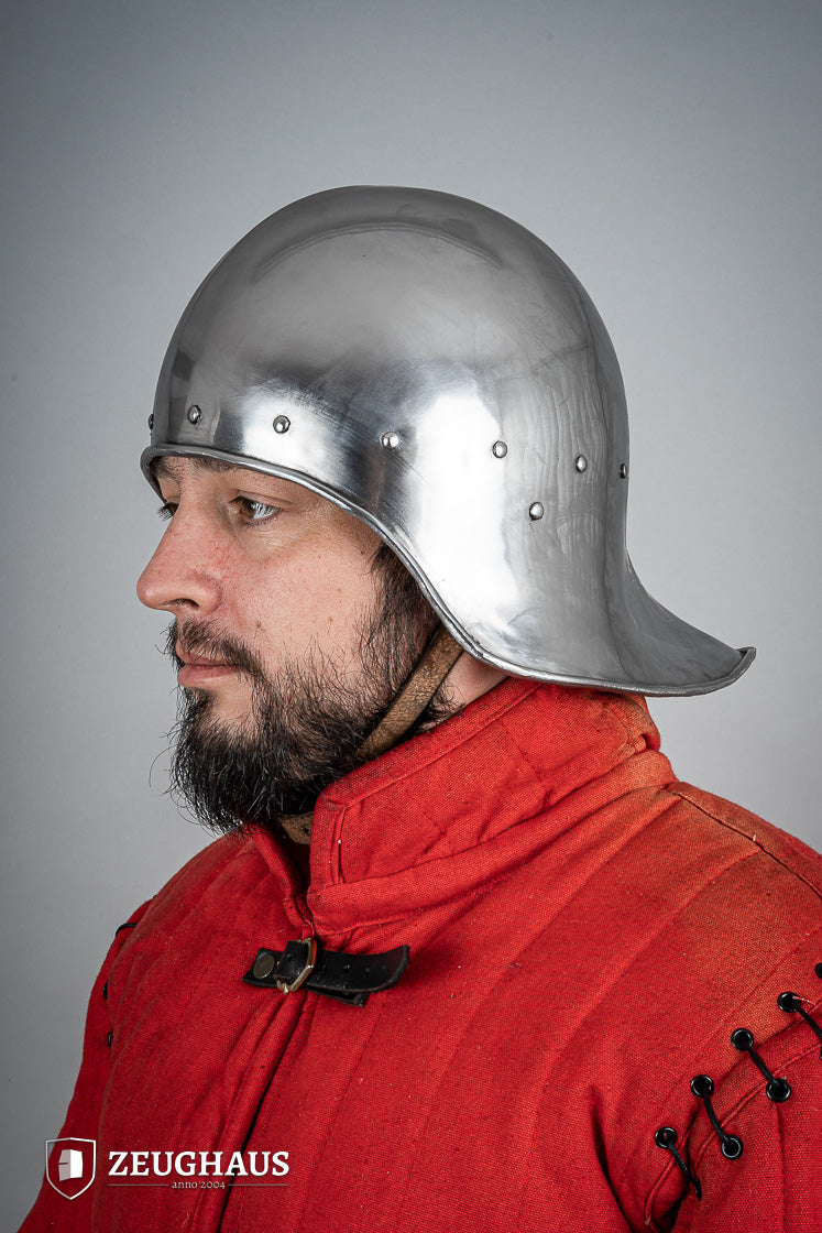Open Sallet Helmet 1.6mm Polished Steel - Medieval Knight Armor Replica for LARP, Cosplay & Historical Reenactment
