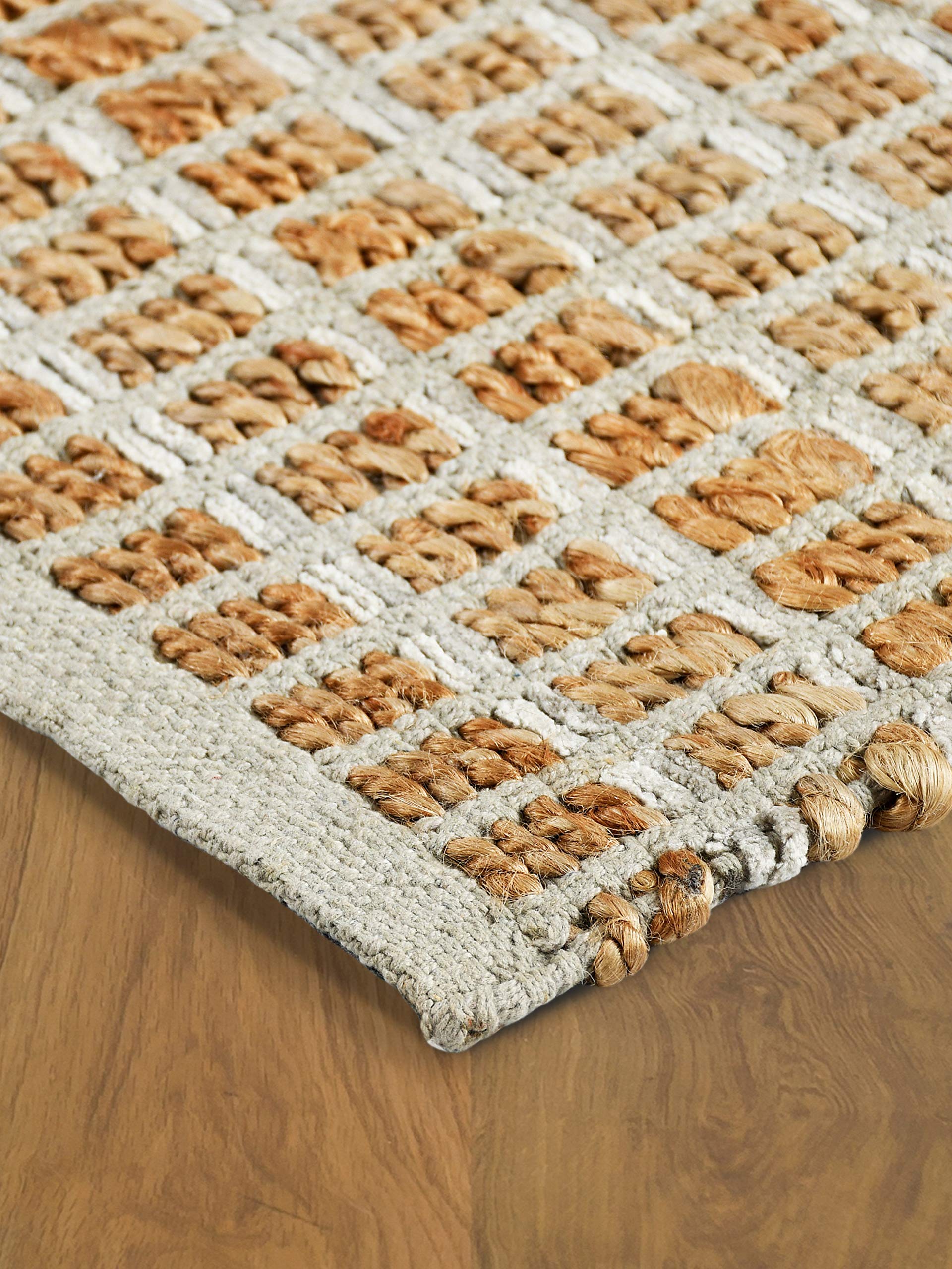 LR Resources 5x7 Grey Natural Fiber Area Rug - Handwoven Jute & Cotton for Living Room, Bedroom, Dining Room - Eco-Friendly Home Decor