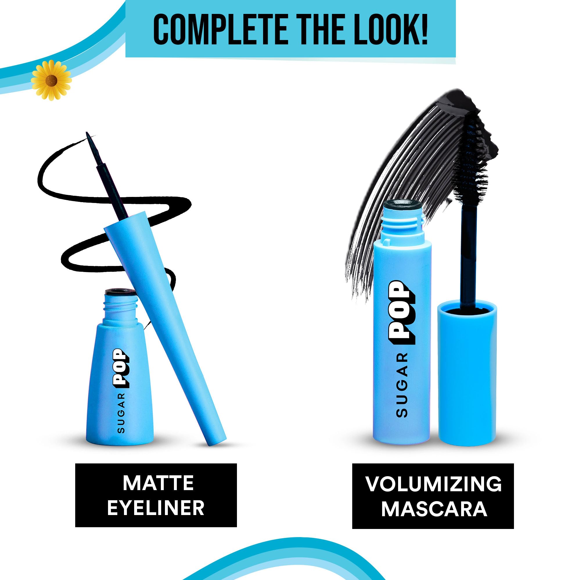 SUGAR POP 16-Hour Longwear Kajal Eyeliner - Waterproof, Smudge-Proof & Transfer-Proof | Intense Matte Finish with Sunflower Seed Oil & Vitamin E | Velvet Smooth Application | 0.3g Blue | Perfect for Day-to-Night Makeup, Parties & Special Occasions