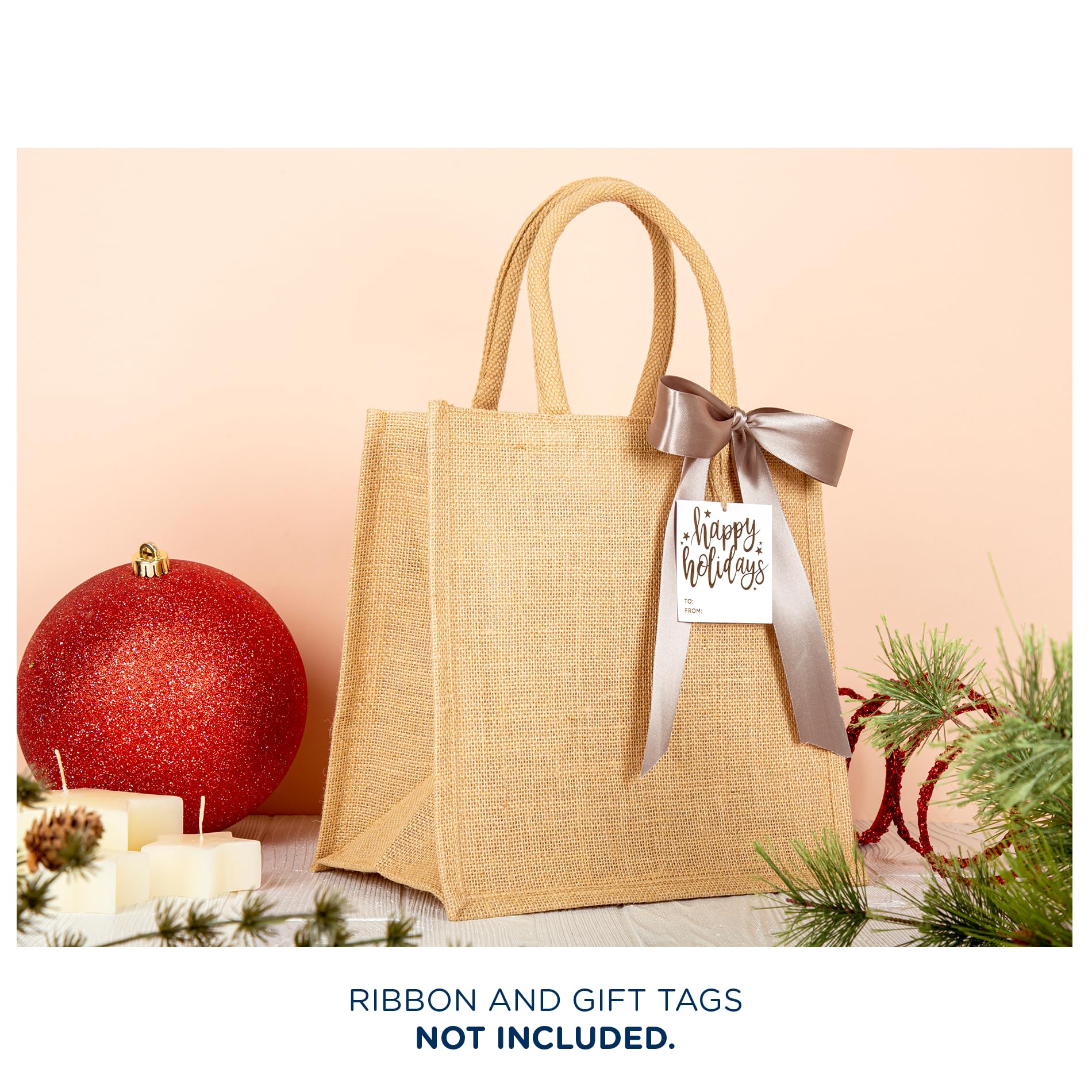 Eco-Friendly Medium Jute Burlap Tote Bags - Reusable & Biodegradable Wedding Favors, Welcome Gifts & Party Supplies for Sustainable Events