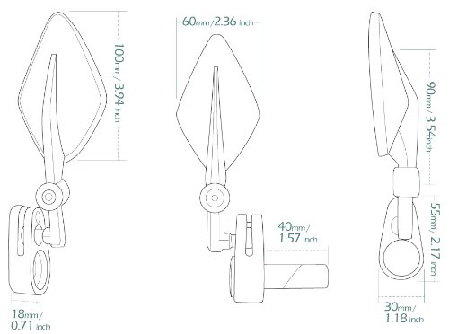 KiWAV Bar End Mirrors for Bicycle - 7/8
