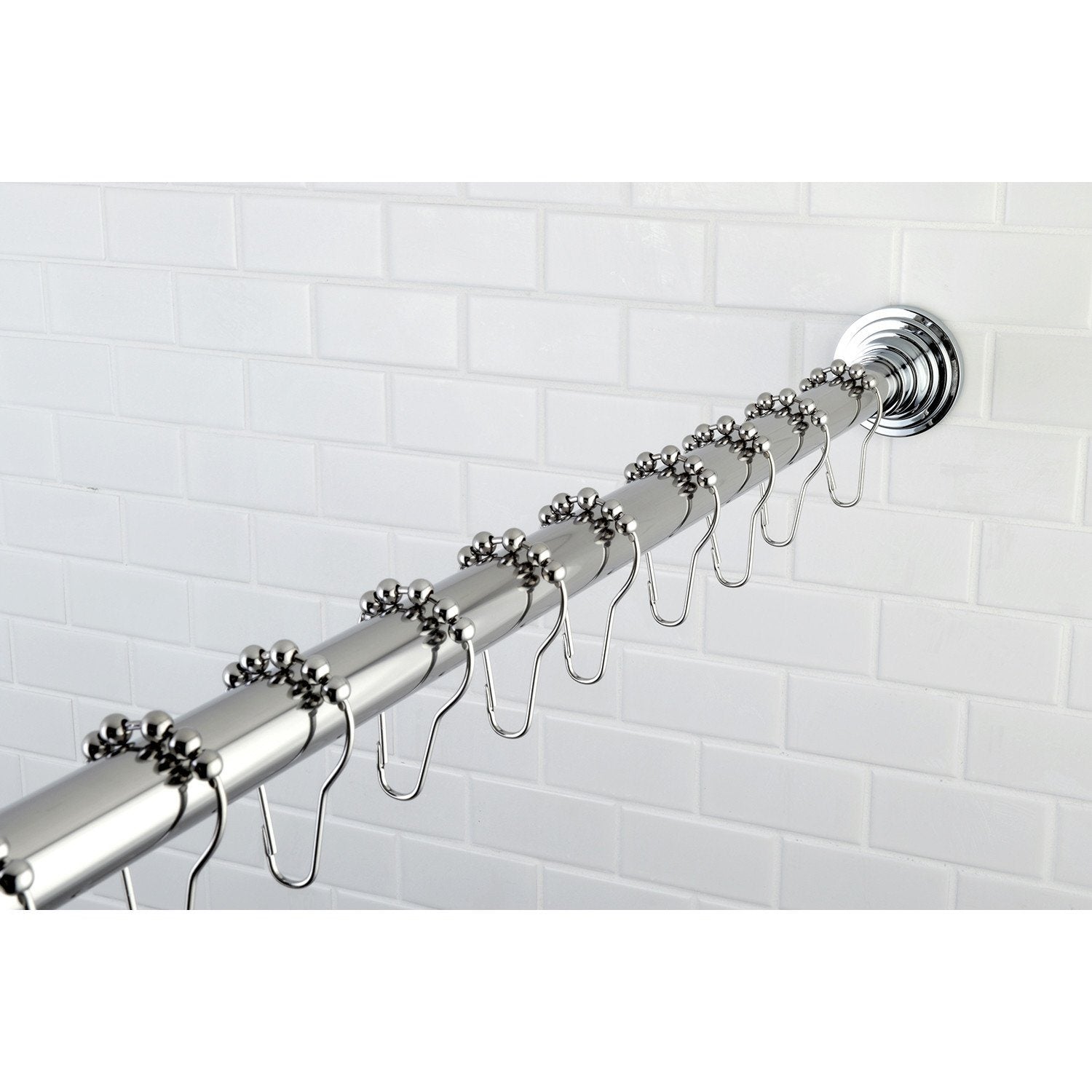 Edenscape 60 to 72 Inch Adjustable Shower Curtain Rod with Rings - Heavy Duty Stainless Steel Bathroom Tension Rod for Bathtub, Shower Stall - Perfect for Small Spaces & Home Decor