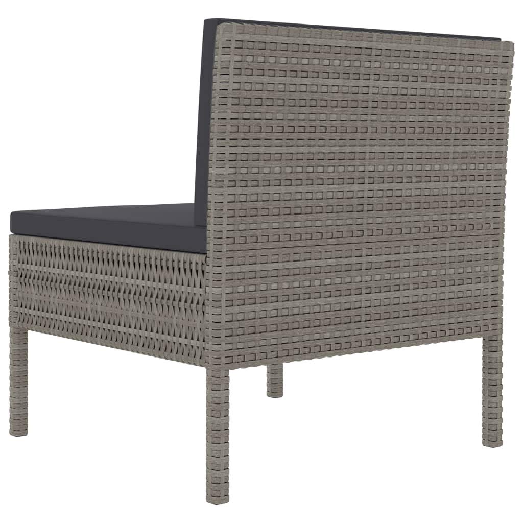FAMIROSA 3-Piece Gray Poly Rattan Garden Chairs Set with Cushions - Outdoor Patio, Backyard, Poolside Lounge Furniture for Relaxing