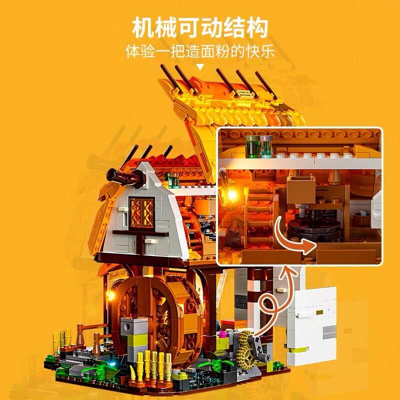 Funwhole F9061 Mill Building Blocks Set - Creative DIY Model Kit for Adults & Kids, Perfect for Home Decoration & Gift Giving | Relaxing & Educational STEM Toy for Family Bonding & Stress Relief