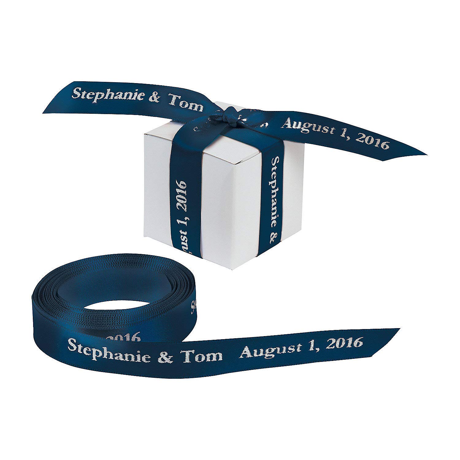 Custom Navy Blue 5/8 Inch Personalized Ribbon for Crafts, DIY Projects, Gift Wrapping, and Party Decorations