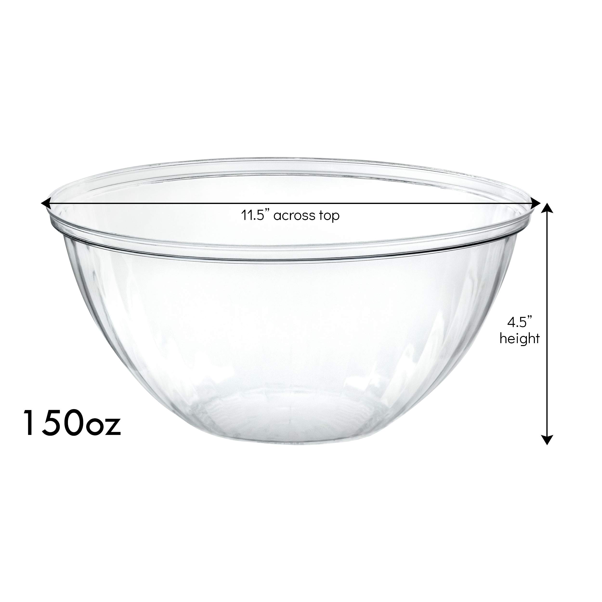 PLASTICPRO 150oz Clear Disposable Plastic Bowls - 4 Pack for Snacks, Salads, Chips & Candy | Perfect for Parties, Picnics & Catering Events
