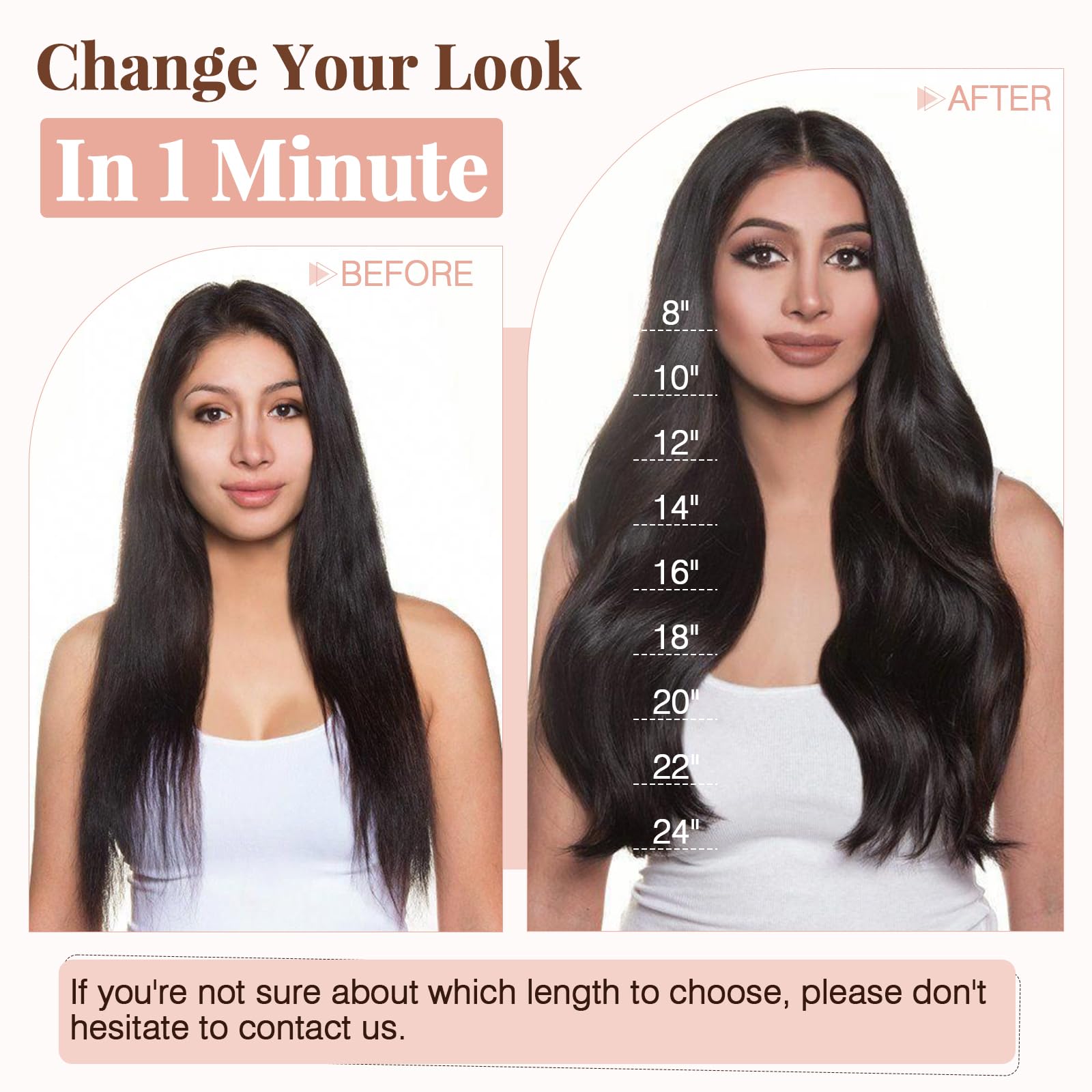 Hairro Clip in Hair Extensions 100% Human Hair - 14 Inch Thin Weft (60g) 8-Piece Set with 18 Clips - Straight Hair for Women - #2 Dark Brown - Perfect for Volume, Length & Styling for Parties, Weddings & Daily Wear