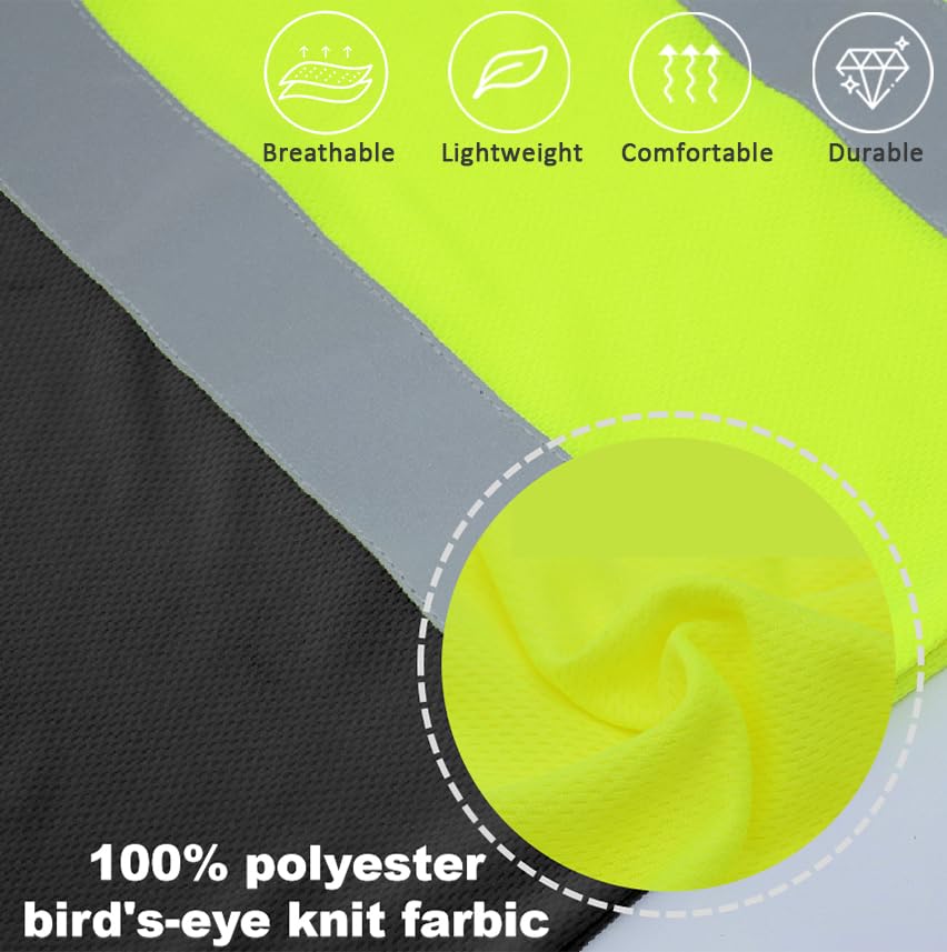 **Men's Breathable Safety Work T-Shirts - High Visibility Athletic Shirts for Construction, Summer & Outdoor Activities - Durable & Comfortable Activewear for Job Sites & Sports**