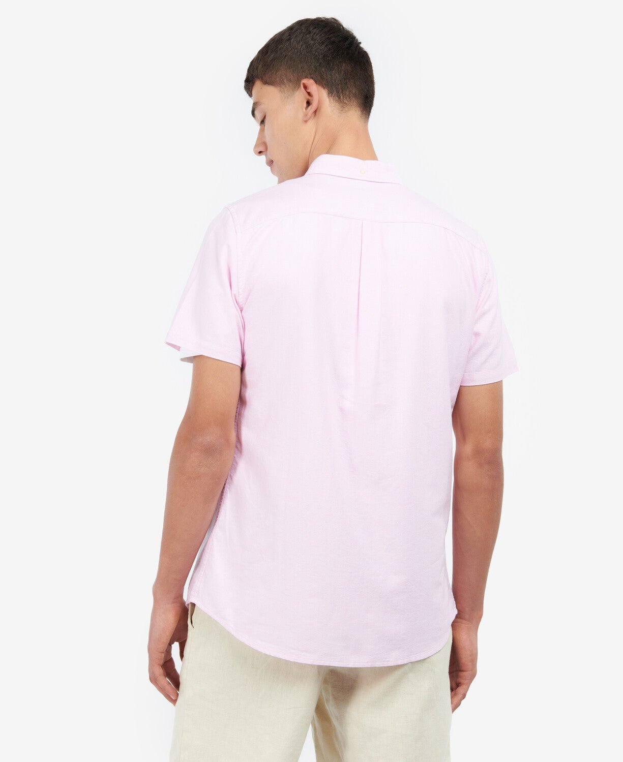 BARBOUR Oxford Short Sleeve Tailored Cotton Shirt for Men - Classic Pink Casual Button Down Shirt for Office, Summer & Outdoor Wear