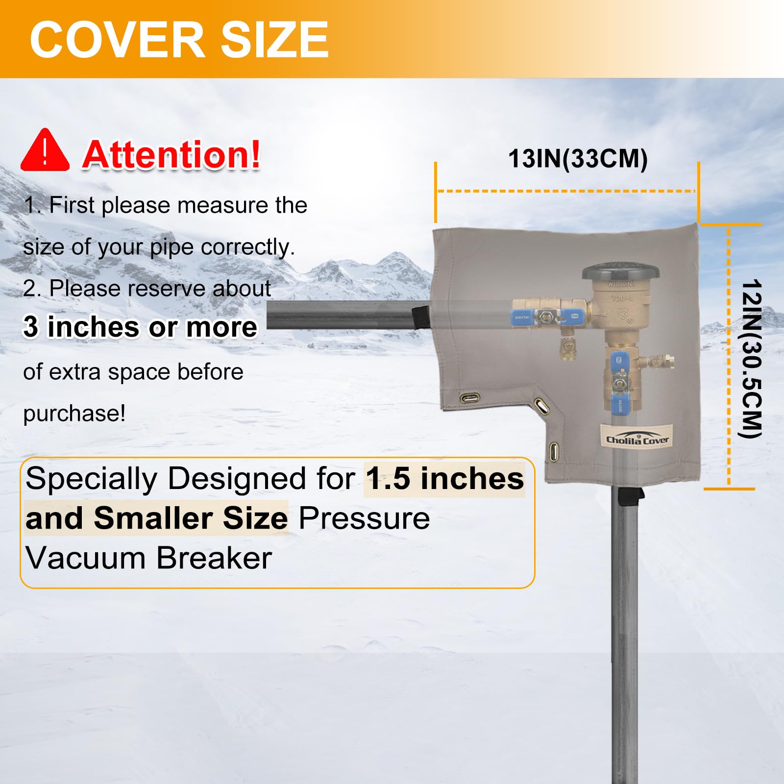 Cholila Insulated Pouch - Backflow Preventer for Outdoor Pressure Vacuum Breaker - Thick Fabric Sprinkler Cover - Grey | Perfect for Winterizing Irrigation Systems & Protecting Outdoor Plumbing