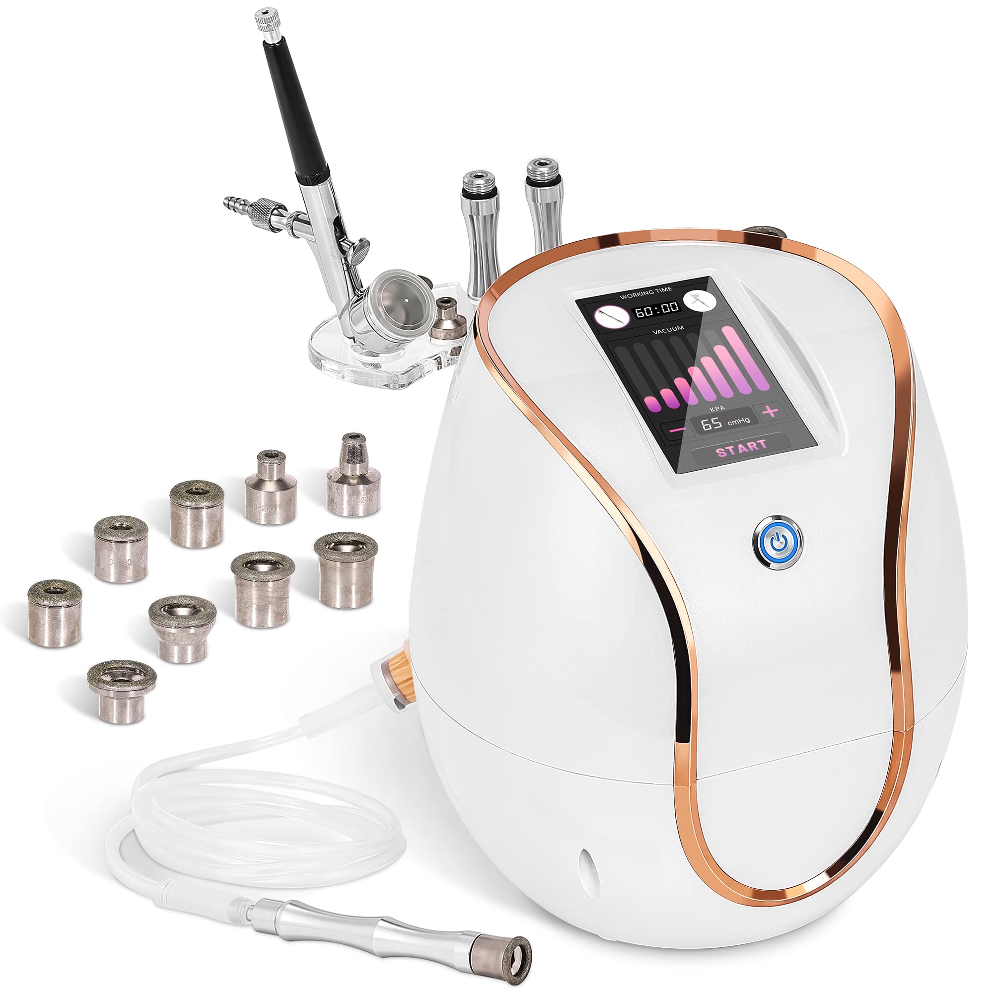 Professional Diamond Microdermabrasion Machine with Touch Screen for Facial Skin Care - 68cmHg Suction Power, Includes Spray Gun, 350 Cotton Filters, Tips & Wands - Perfect for Spa, Salon & At-Home Skin Rejuvenation Treatments