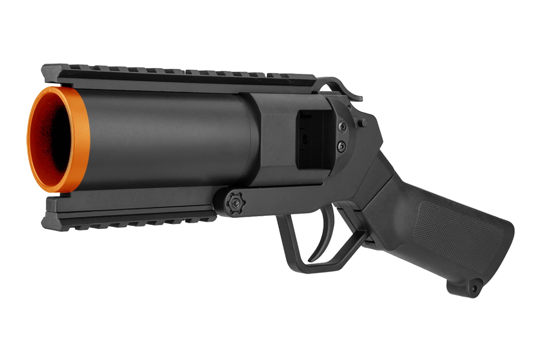 Lancer Tactical 40mm Airsoft Pistol Grenade Launcher with 6 Shells - Realistic M203 Style for Outdoor Airsoft Battles & Military Simulation Games