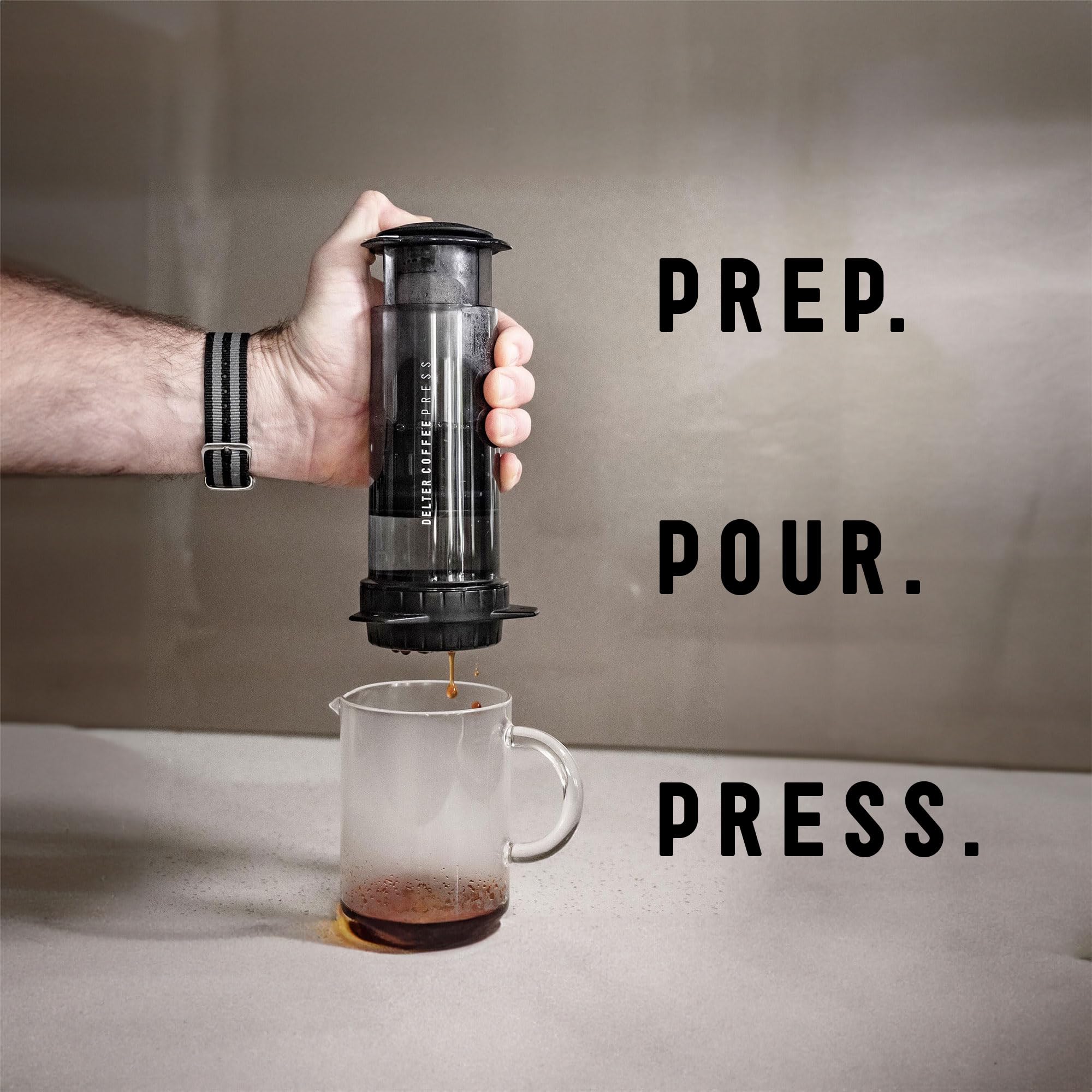 Delter Coffee Press Smoked Grey Edition - Premium French Press with Metal Filter for Rich, Smooth Coffee | Perfect for Home Brewing, Camping & Gifts