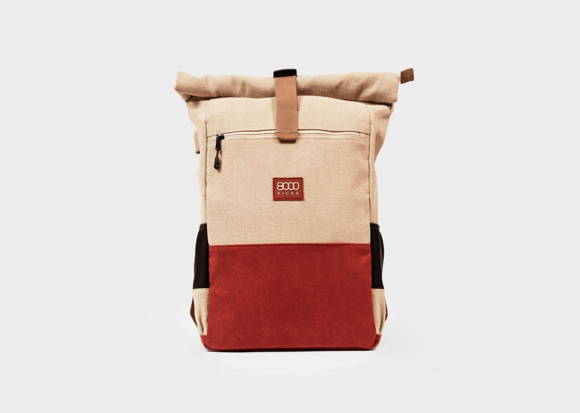 Eco-Friendly Vegan Hemp Backpack for Women & Men - Lightweight Beige & Red Casual Daypack for College, Travel, Hiking & Everyday Use
