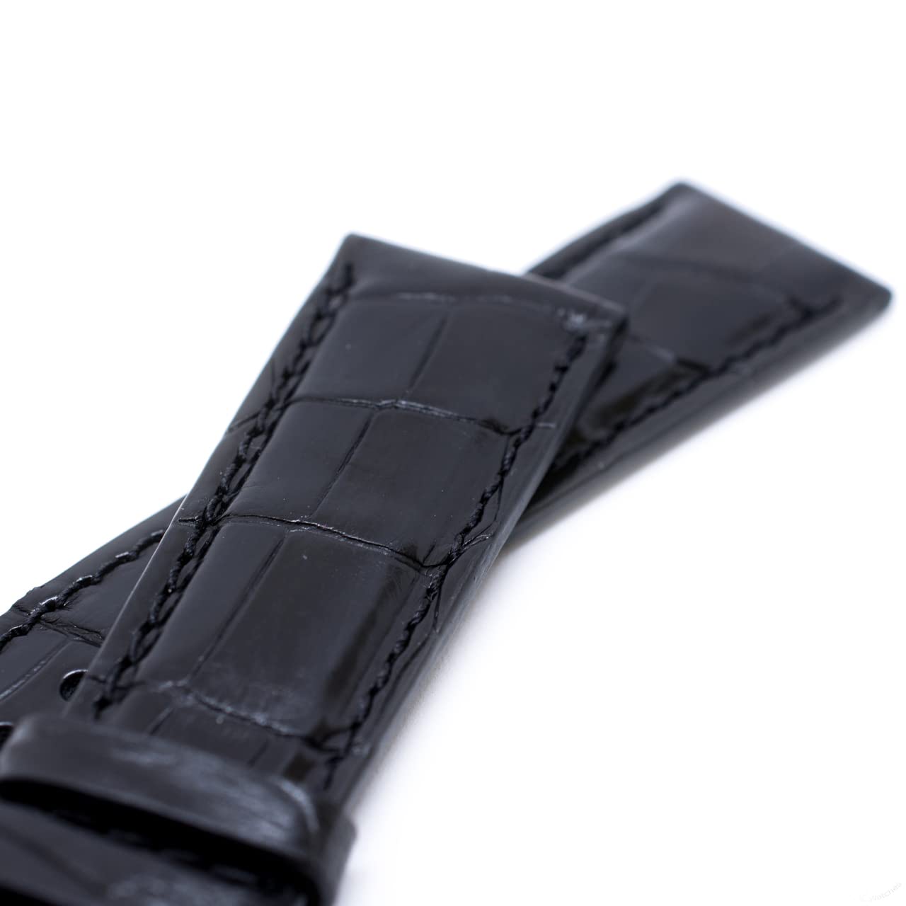 22mm Black Genuine Crocodile Leather Watch Band for IWC Pilot Watches - Handmade Adjustable Replacement Strap for Men, Perfect for Business, Casual & Formal Occasions