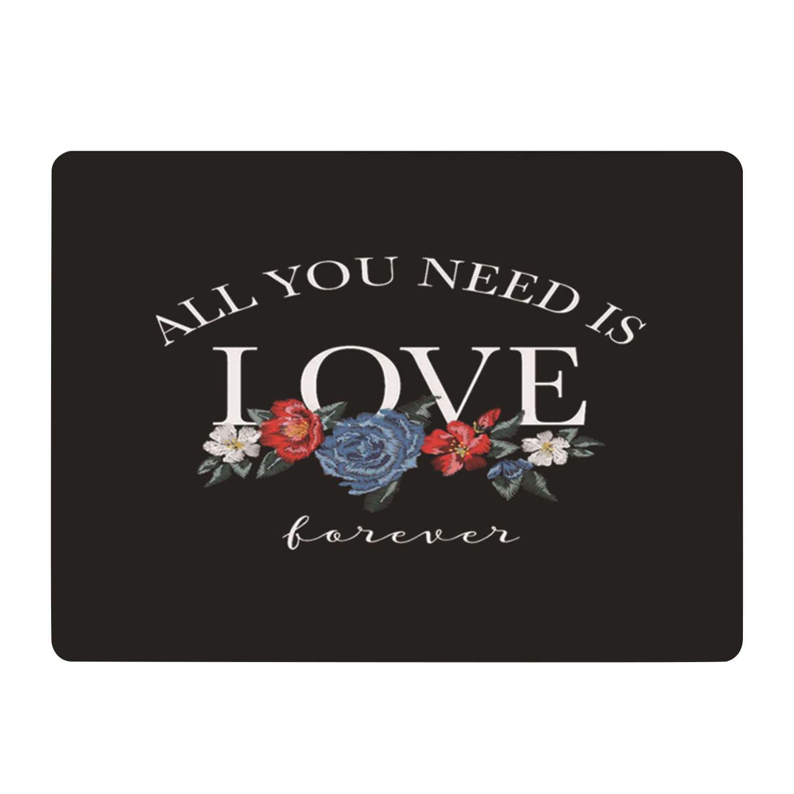 JENPECH Black Romantic Flowers Mouse Pad - Soft Anti-Slip Rubber Base with Wrist Rest for Office, Gaming & Computer Use - Ergonomic Desk Mat for Comfortable Work & Play