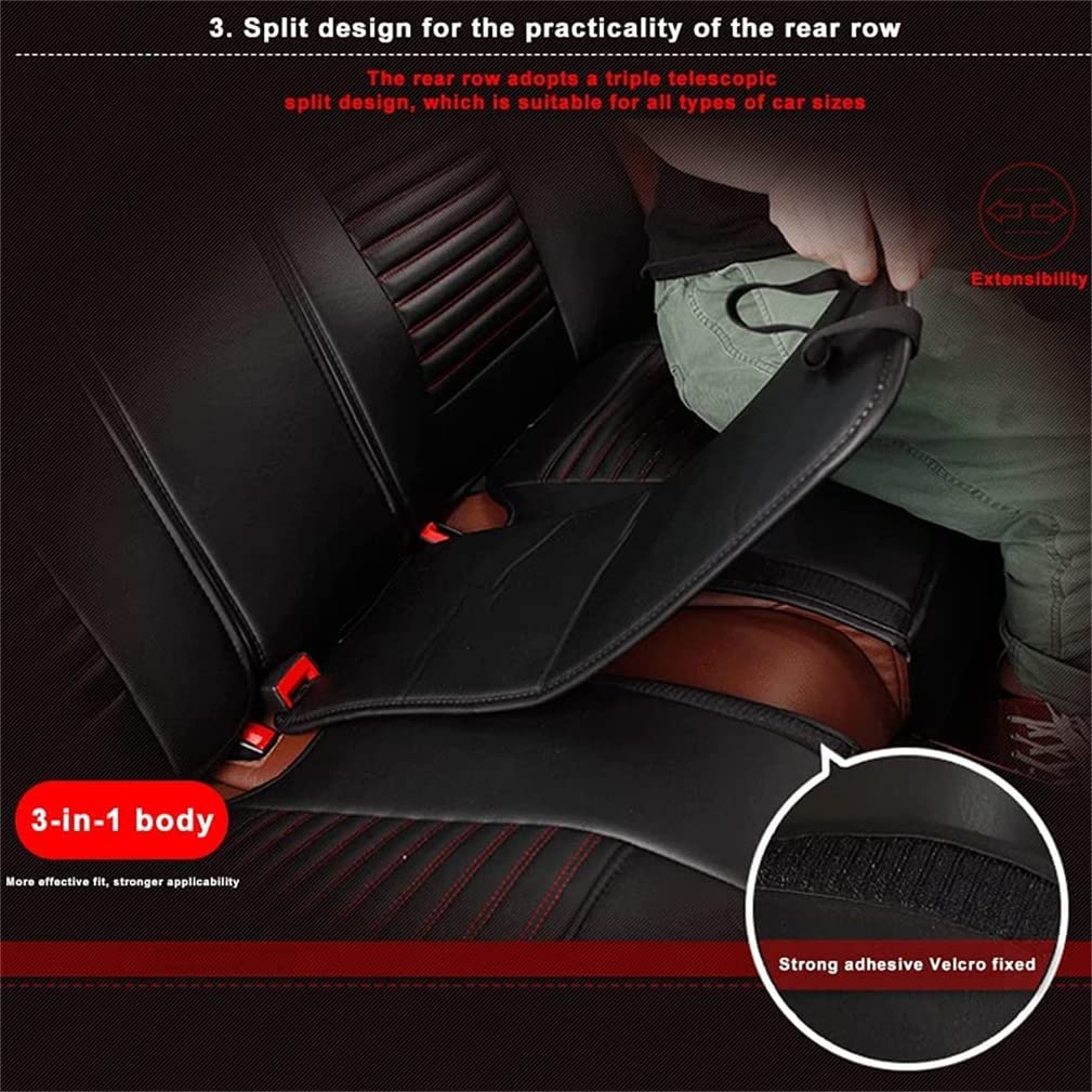 All-Weather PU Car Seat Cover - Anti-Slip Front & Rear Seat Protector for 2017 GMC Acadia Limited (2 Front Seats, Black/Red) | Perfect for Road Trips, Daily Commute & Pet Protection